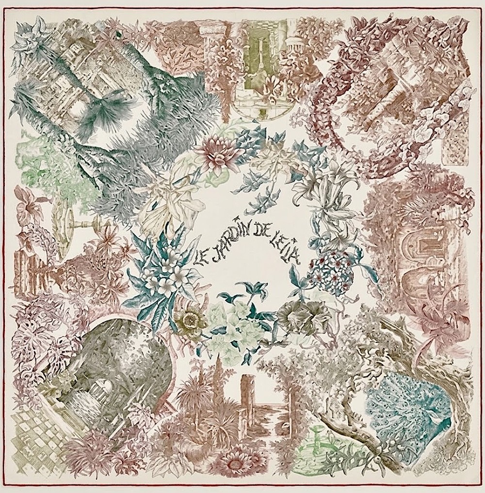 Hermes Shawl Scarf Le Jardin De Leila Francois Houtin Cashmere Silk Auth 140 cm Hermes Shawl Scarf Le Jardin De Leila Francois Houtin Cashmere Silk Auth 140 cm