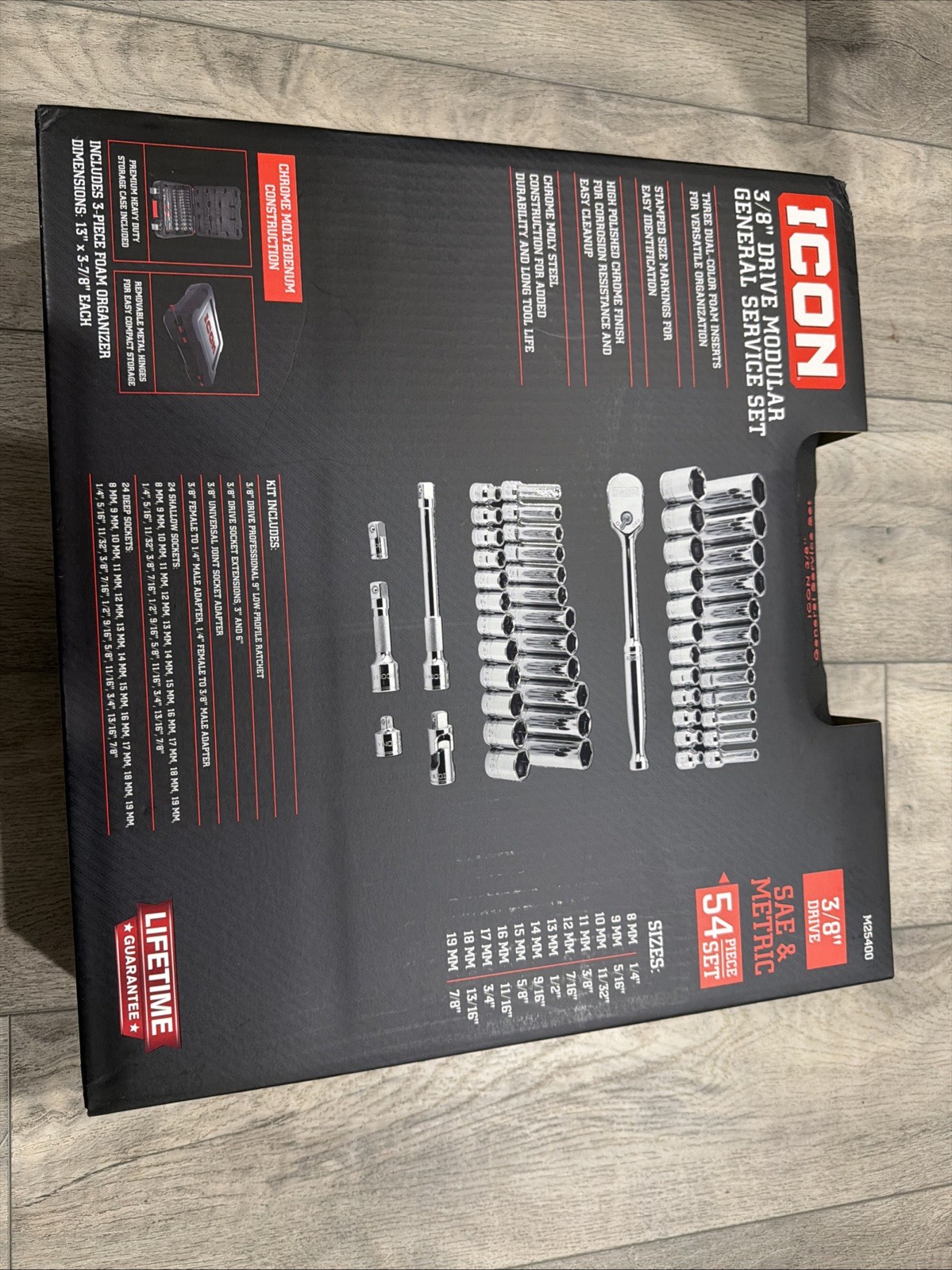  ICON 3/8” Drive 54-Piece SAE Metric Modular Socket Set M25400 70469