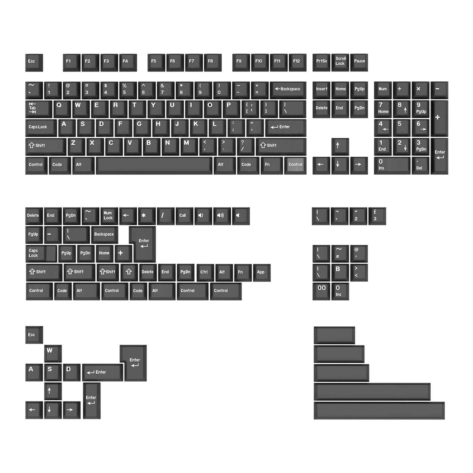 KBDiy GMK Style Carbon Keycaps 174-Key PBT Double Shot Cherry Profile MX