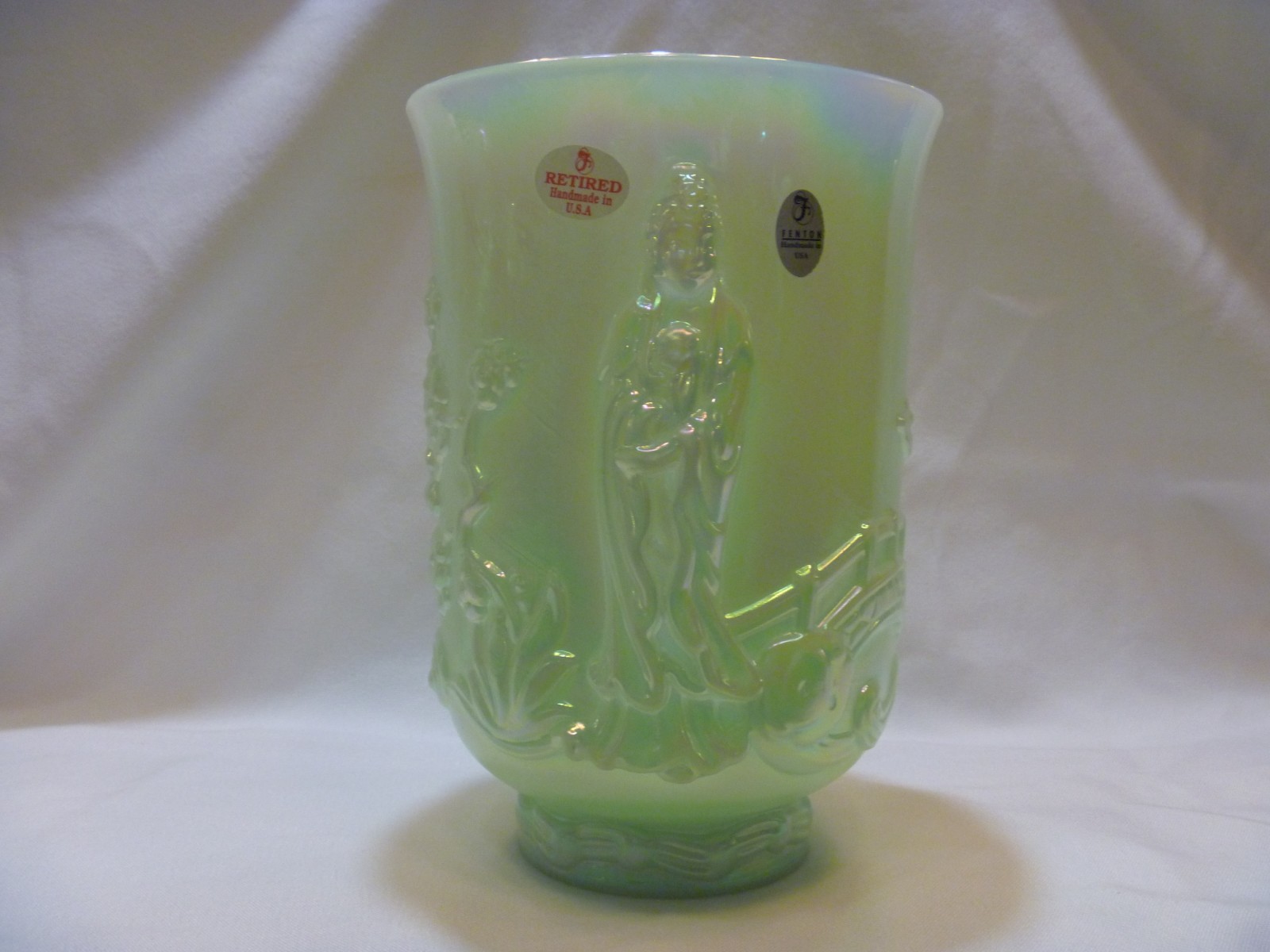 Fenton Empress Vase, Satin Finish, NIB, Historical Coll, Sea Green, 7.5 Fenton Empress Vase, Satin Finish, NIB, Historical Coll, Sea Green, 7.5