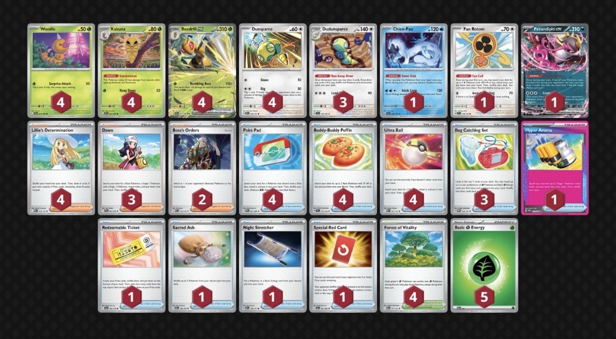 Beedrill ex Deck Pokemon TCG (Highest Placing List) Tournament Ready 