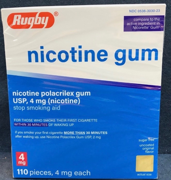 Rugby Sugar Free Nicotine Gum Uncoated Original Stop Smoking Aid 4 mg 110 pieces Rugby Sugar Free Nicotine Gum Uncoated Original Stop Smoking Aid 4 mg 110 pieces
