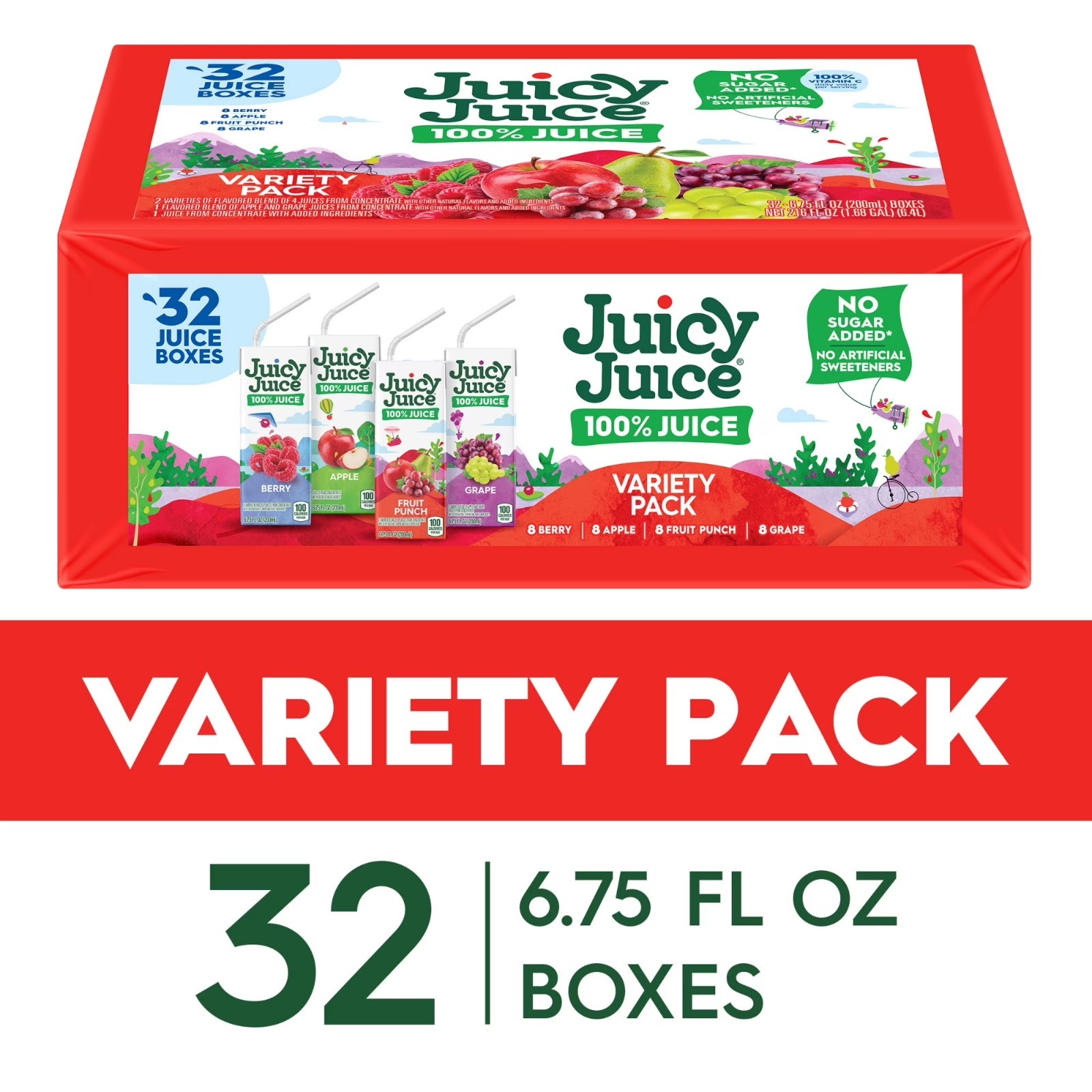 Juicy Juice 100% Juice, Shelf Stable Juice Box Variety Pack, 32 Count, 6.7 fl oz Juicy Juice 100% Juice, Shelf Stable Juice Box Variety Pack, 32 Count, 6.7 fl oz