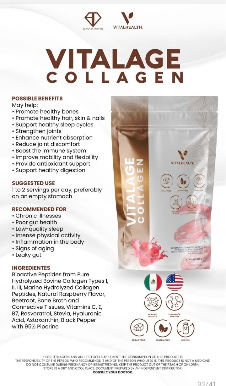 Vitalhealth Vitalage collagen Sugar Free Gluten Free Bioactive Collagen Colágeno