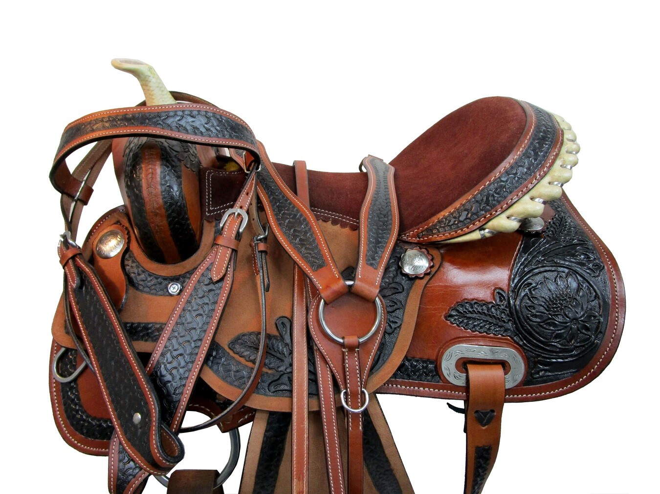 Western Saddle Trail Horse Barrel Racing Pleasure Used Leather Tack 15 16 17 18