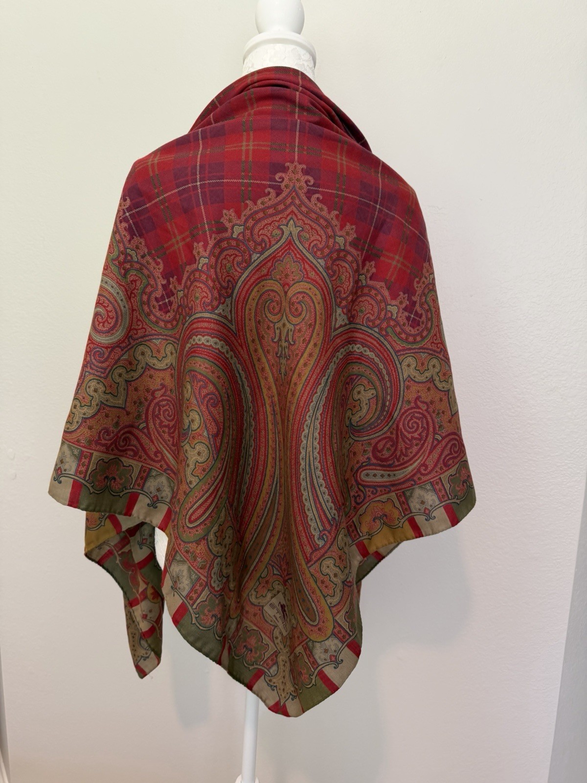Etro Wool Silk Paisley Scarf Large Wrap, Italy, 52x52\