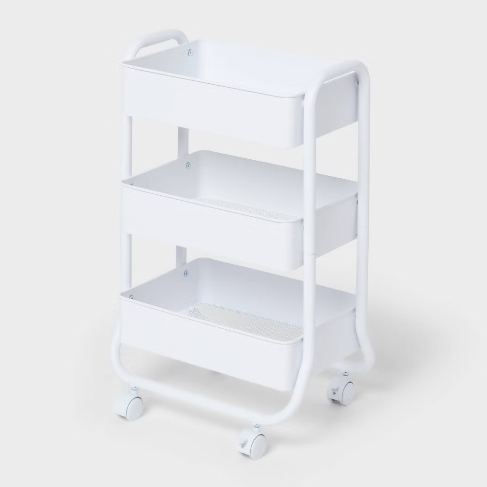 3 Tier Metal Utility Cart Small White - Brightroom