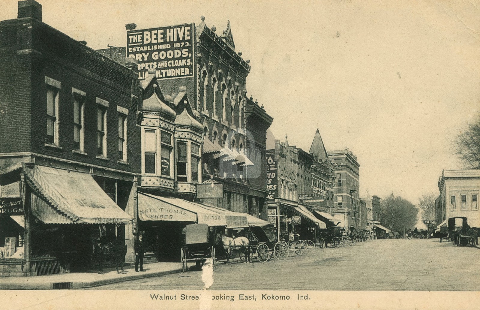 Walnut Street Looking East, Kokomo IN Indiana Vintage Photo Postcard COPY