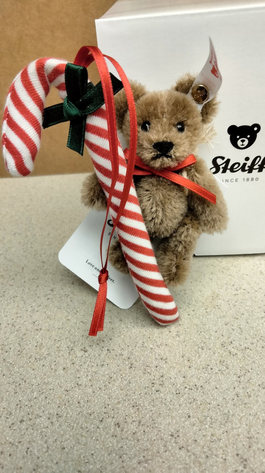 STEIFF 2026 Christmas Ornament Candy Cane Teddy 4 in mohair  EAN 005817