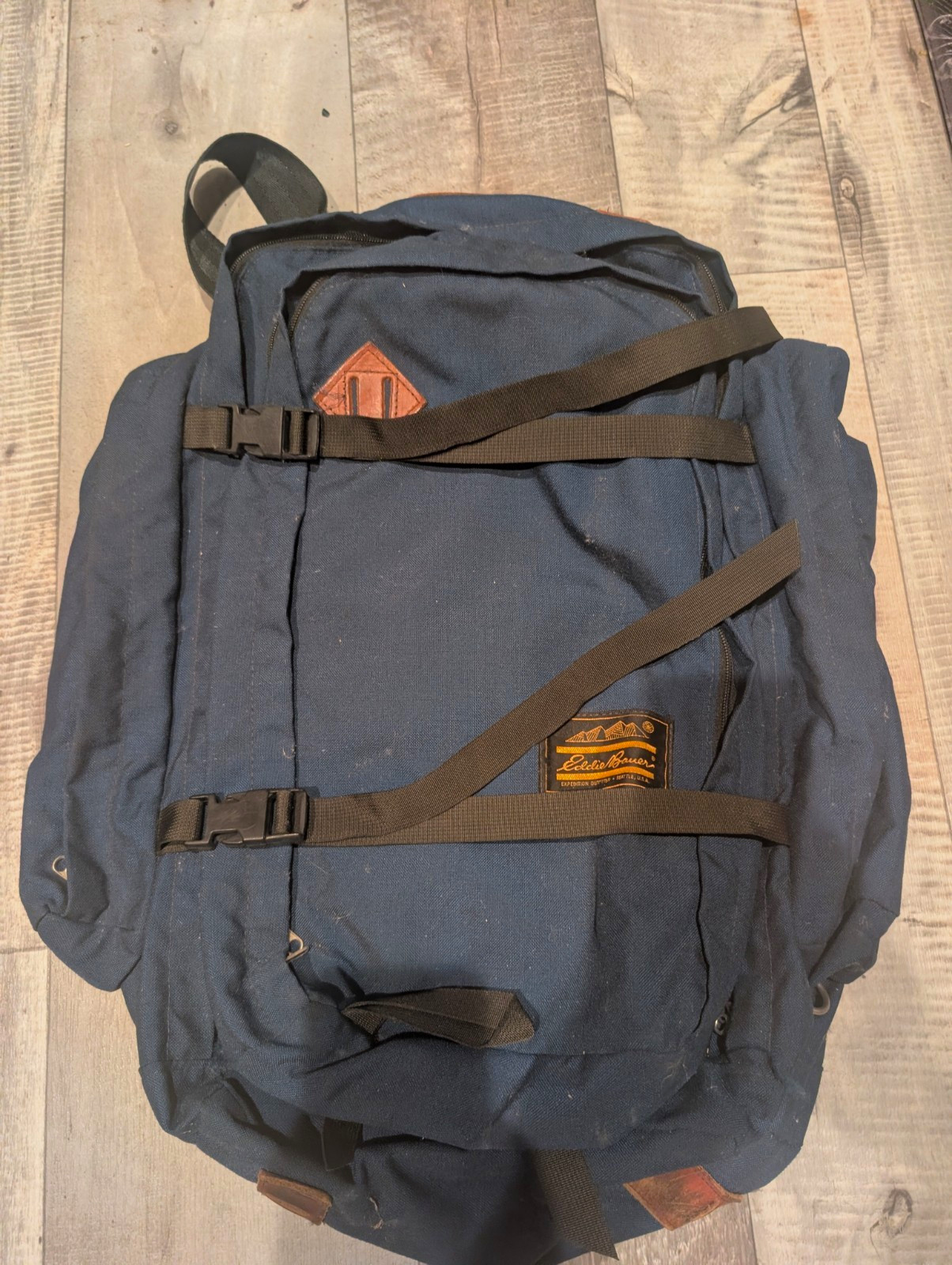 Rare Vtg Eddie Bauer Expedition Outfitter Large Hiking Backpack Blue/Black Zip Rare Vtg Eddie Bauer Expedition Outfitter Large Hiking Backpack Blue/Black Zip