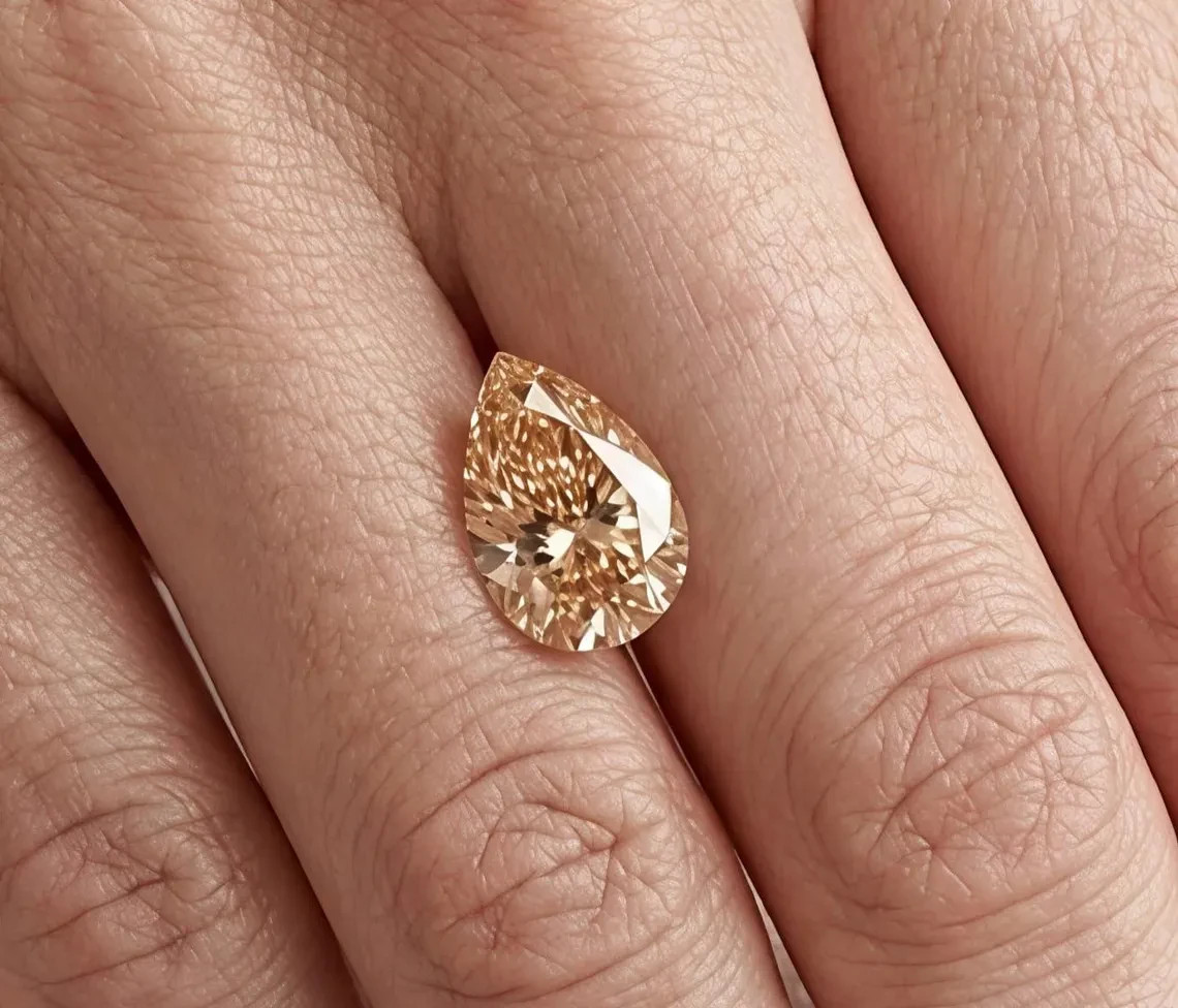 2. Ct Champagne Color Pear Cut VVS1 Diamond Premium Quality 7x10 MM Gemstone