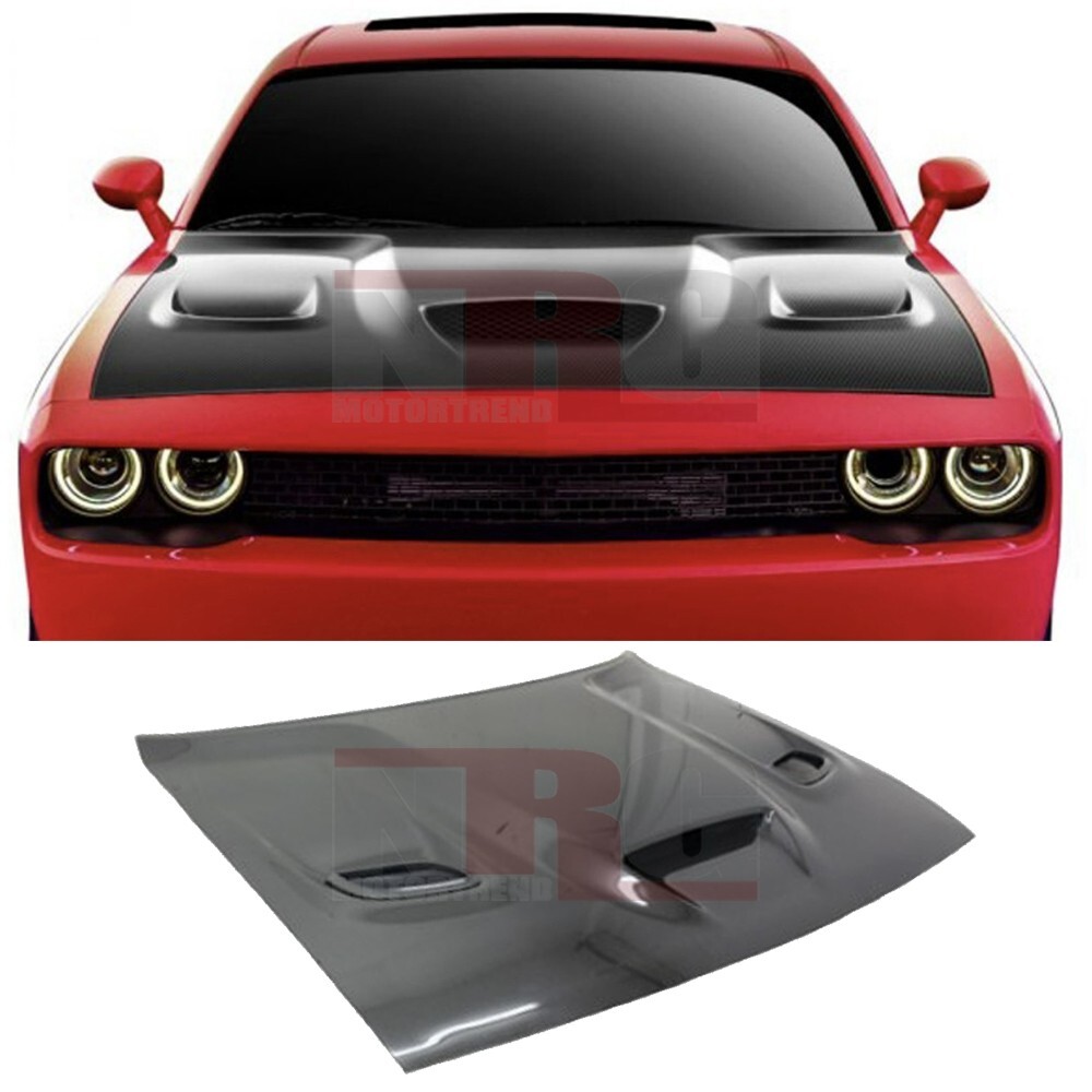 for 2008-2023 Dodge Challenger Hellcat style vented Carbon Fiber Hood