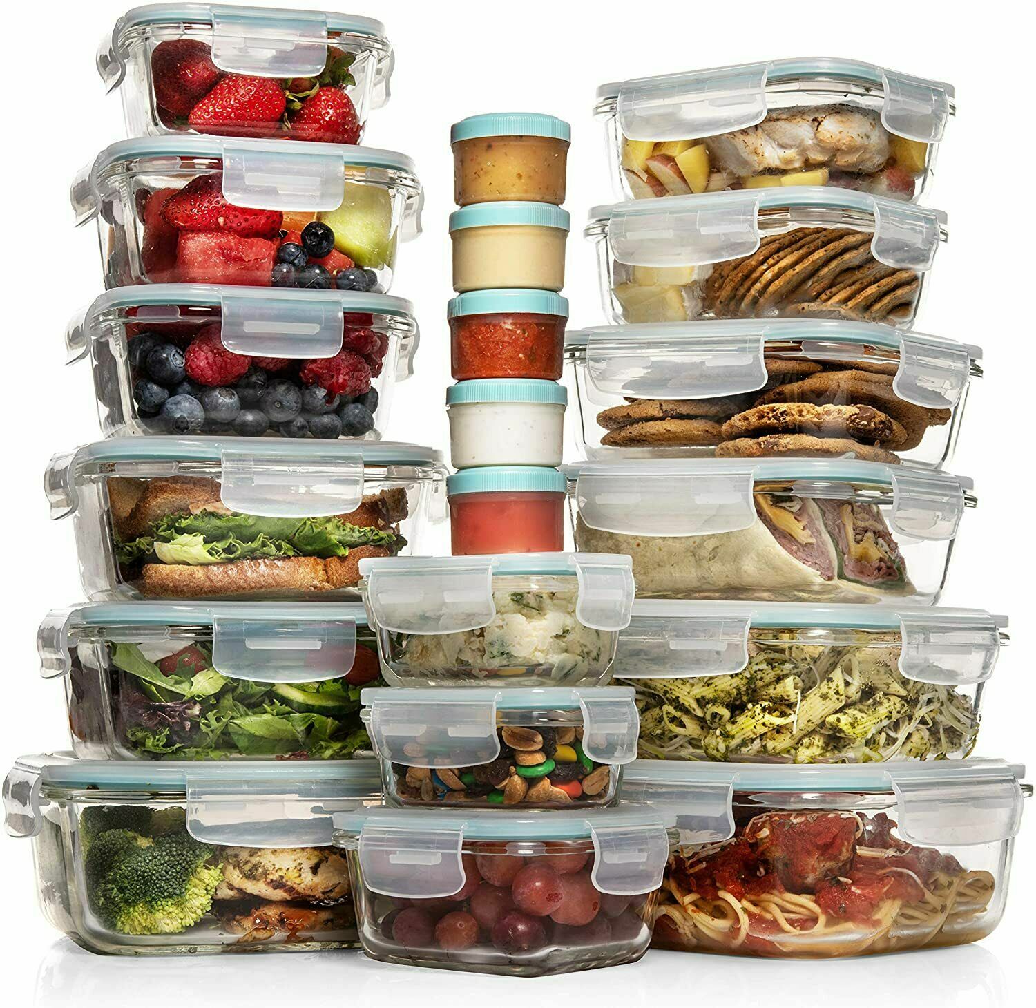 Razab Set of 35 PC Glass and Plastic Food Storage Containers with Airtight Lids Razab Set of 35 PC Glass and Plastic Food Storage Containers with Airtight Lids
