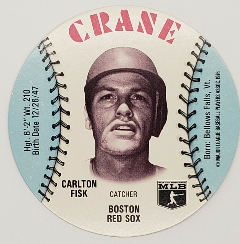 1976 Carlton Fisk Crane Potato Chips Baseball Card Disc Boston Red Sox HOF