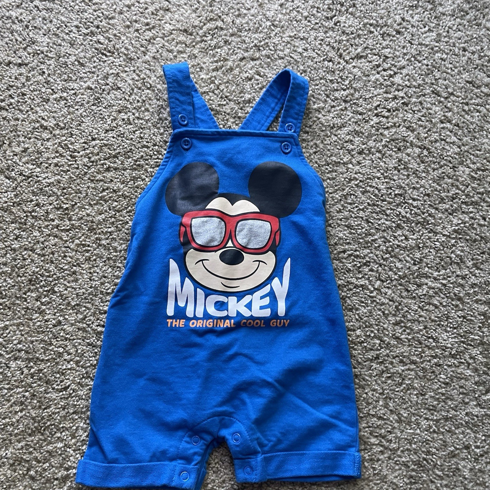 Disney Baby Mickey Mouse Blue Overall One-Piece 18M Sleeveless Snap Button