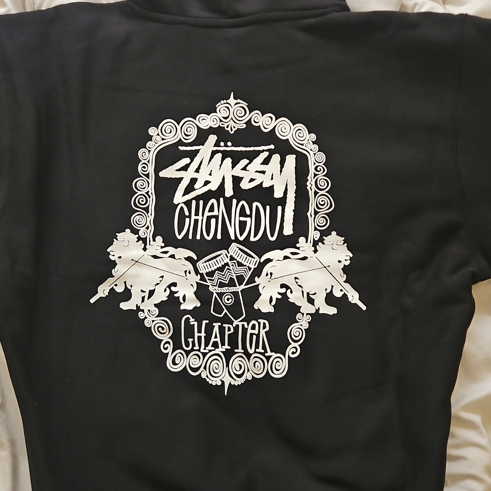 Stussy Chengdu Chapter Pullover Hoodie Black Logo Graphic Sweatshirt Large Stussy Chengdu Chapter Pullover Hoodie Black Logo Graphic Sweatshirt Large