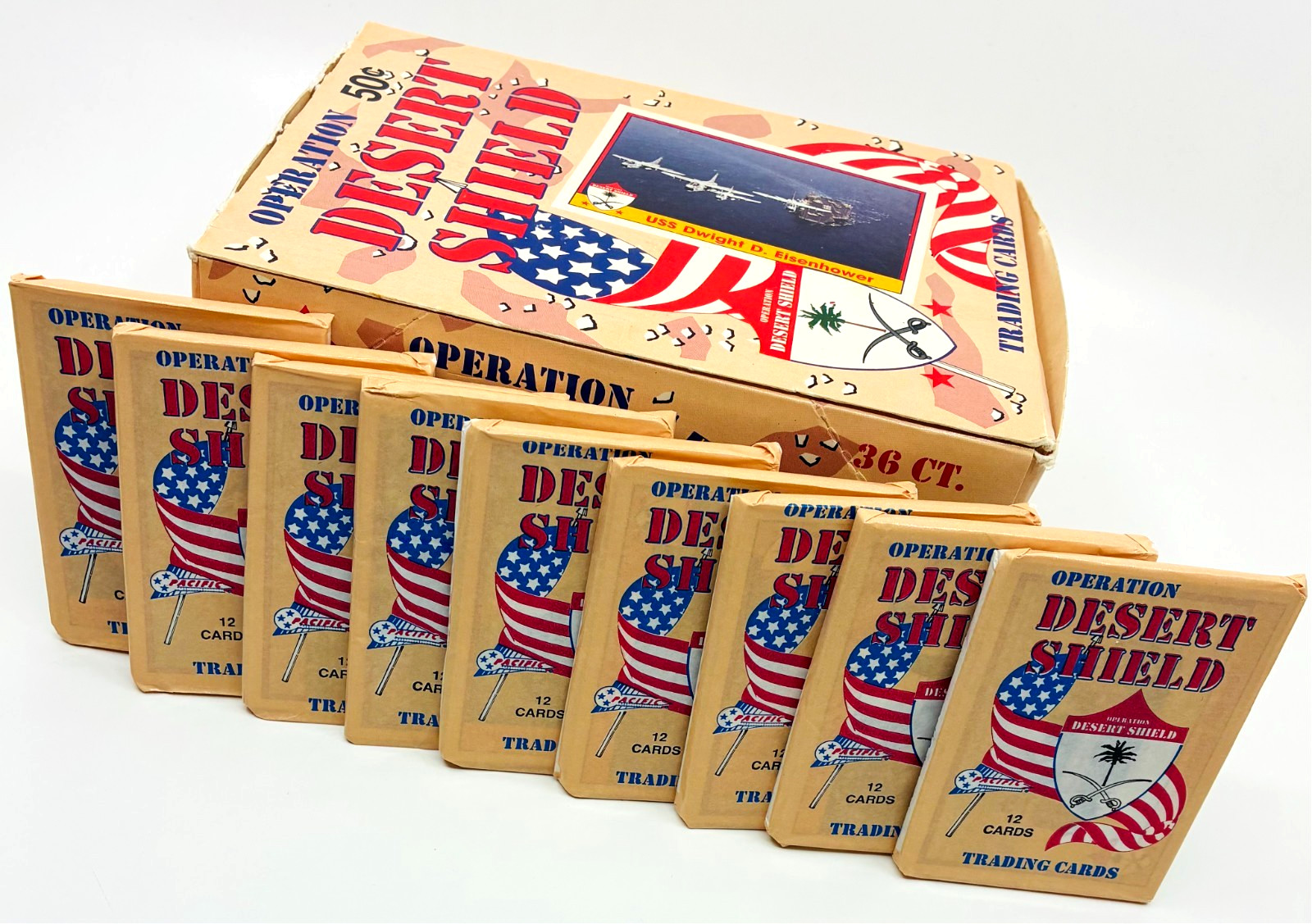 1991 Pacific Operation Desert Shield (9) Nine Factory Sealed Packs - War History 1991 Pacific Operation Desert Shield (9) Nine Factory Sealed Packs - War History