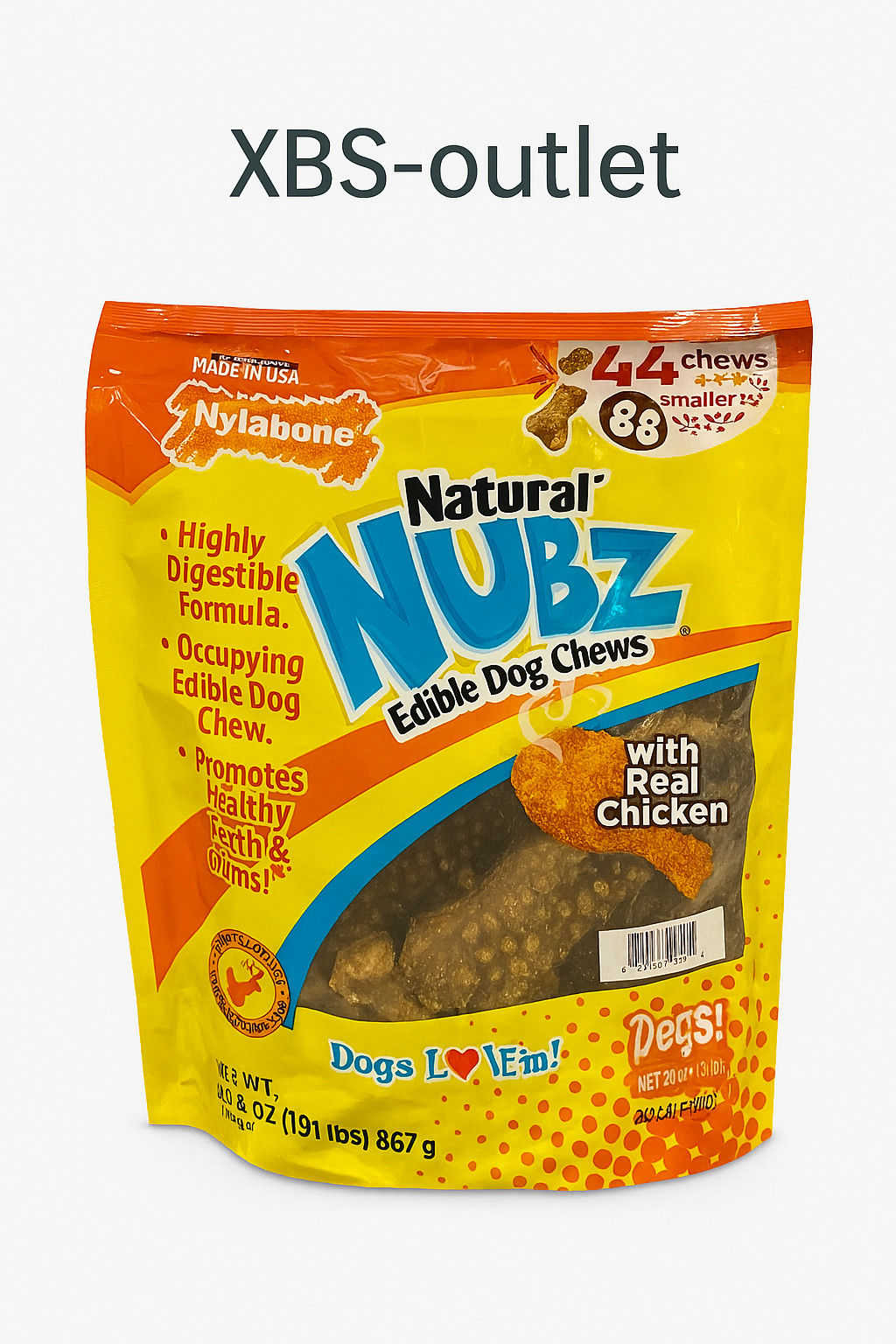 Nylabone Nubz Real Chicken Edible Dog Chew Treats, 22-count, Total 2.65 lbs