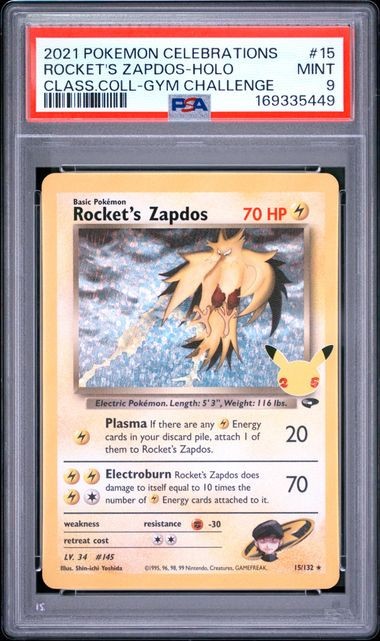 2021 POKEMON CELEBRATIONS CLASSIC COLLECTION #15 ROCKET'S ZAPDOS HOLO PSA 9 2021 POKEMON CELEBRATIONS CLASSIC COLLECTION #15 ROCKET'S ZAPDOS HOLO PSA 9