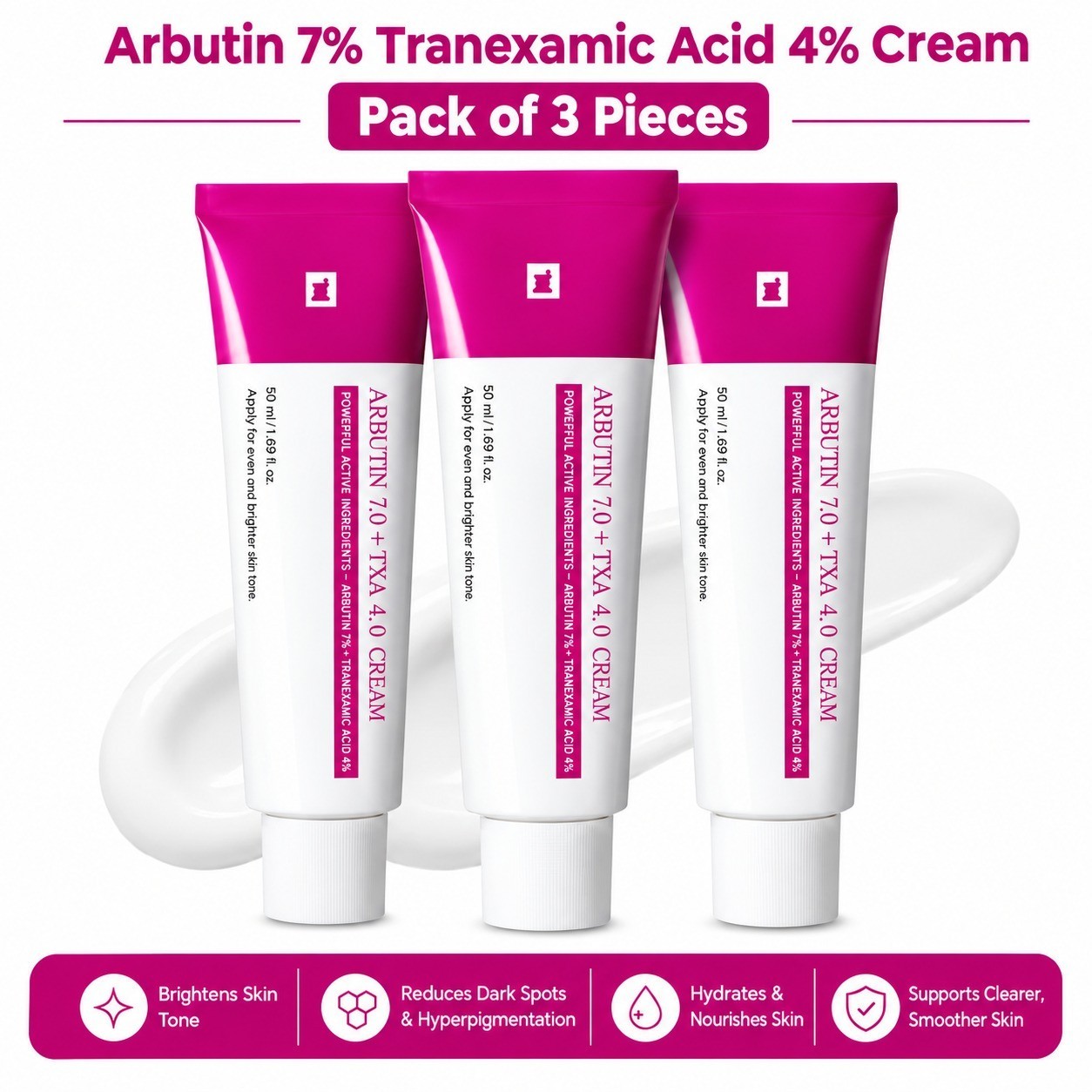 Arbutin 7% Tranexamic Acid 4% Cream 50ml Brightening K-Beauty Skin Care Pack 3