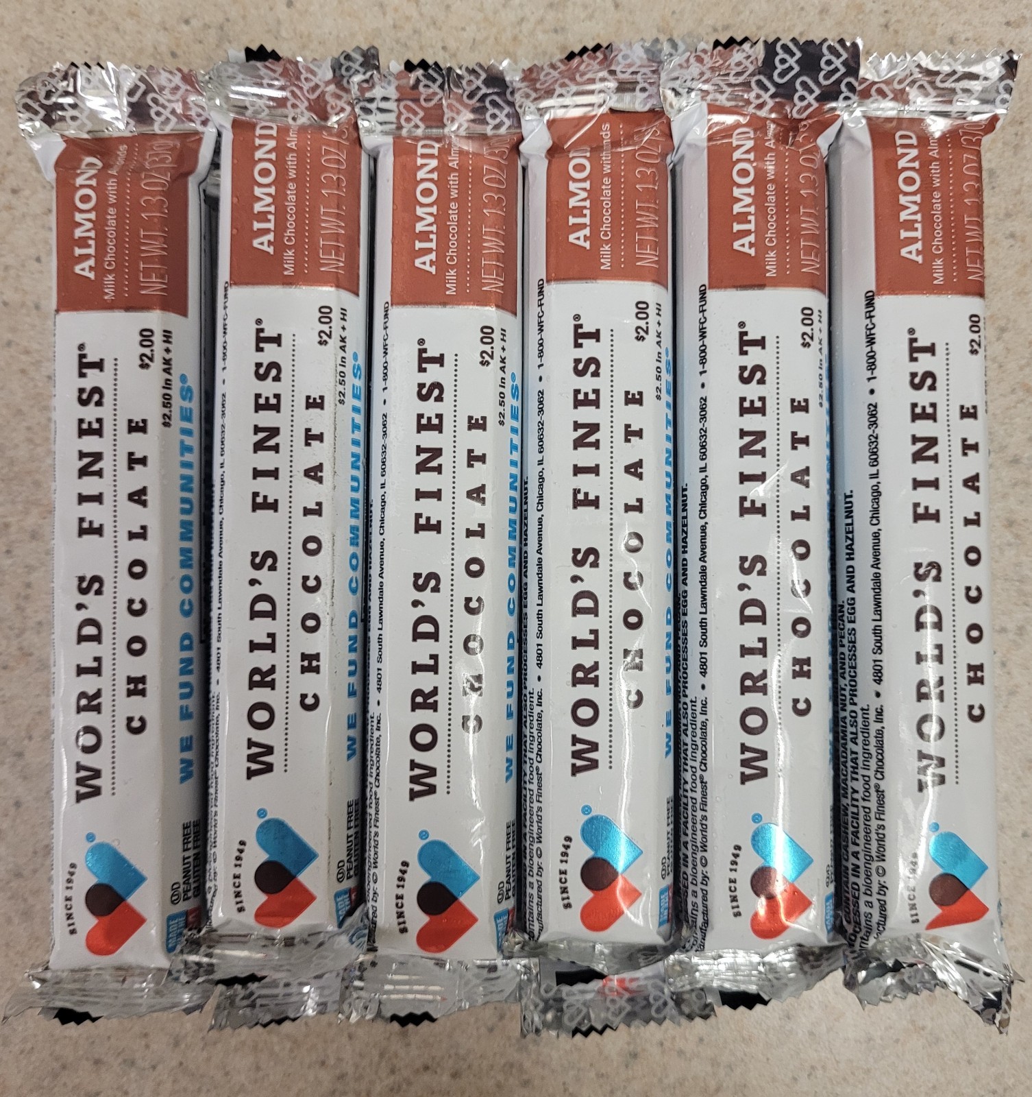 **NEW** WORLD\'S FINEST CHOCOLATE*** (14) Almond x $2.00 Each Bars