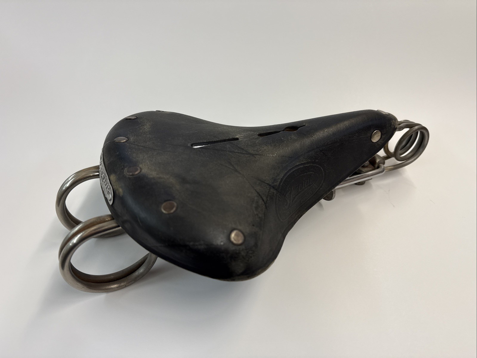 Vintage Special Bicycle Seat Saddle & Spring Frame Brown Leather Gents Model