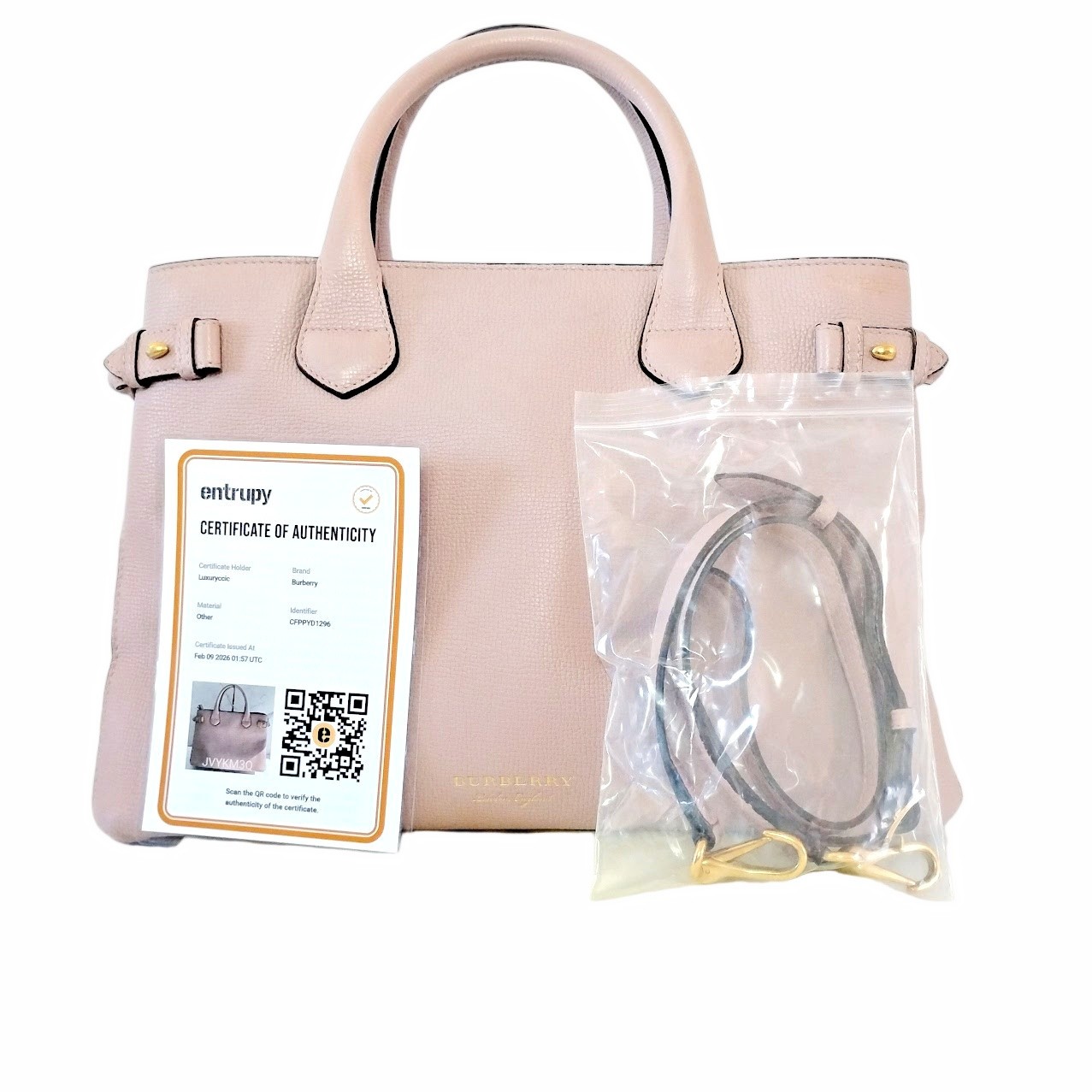 Burberry Medium Banner Bag Leather House Check Shoulder Satchel Tote Pink COA