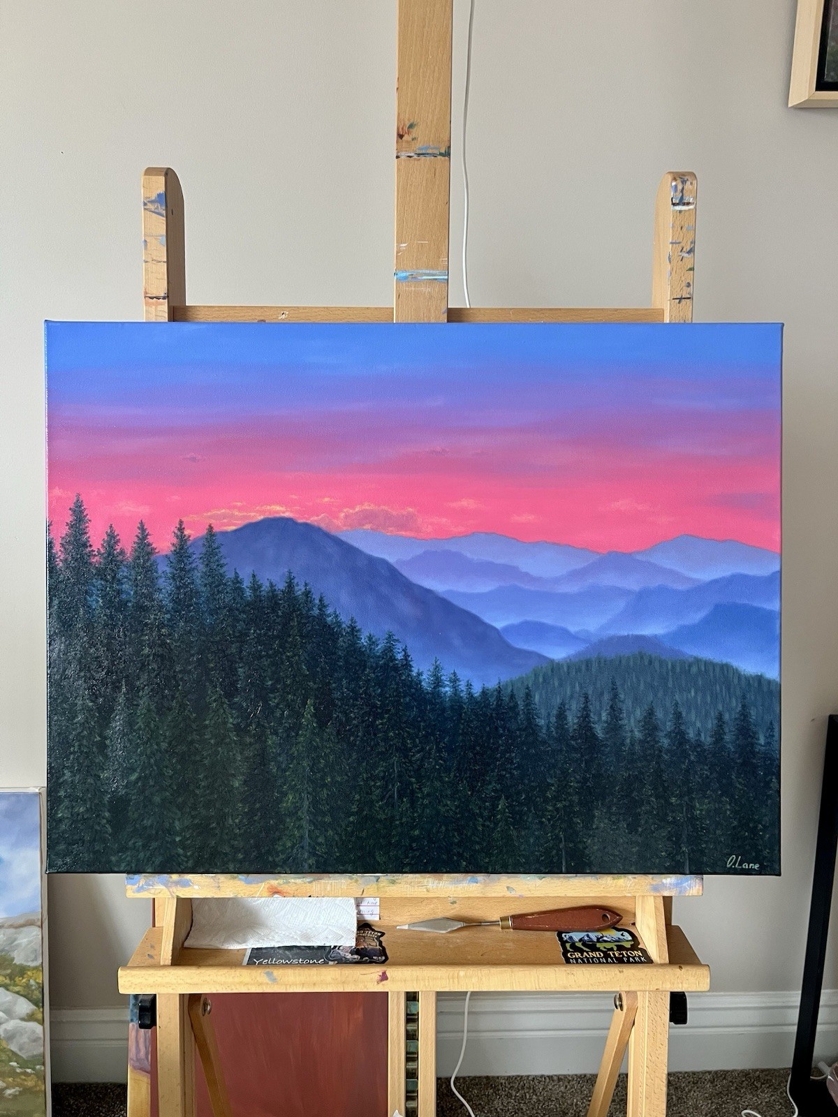 Original Oil Painting on Canvas Pink Sunset Artwork Home Decor Original Oil Painting on Canvas Pink Sunset Artwork Home Decor