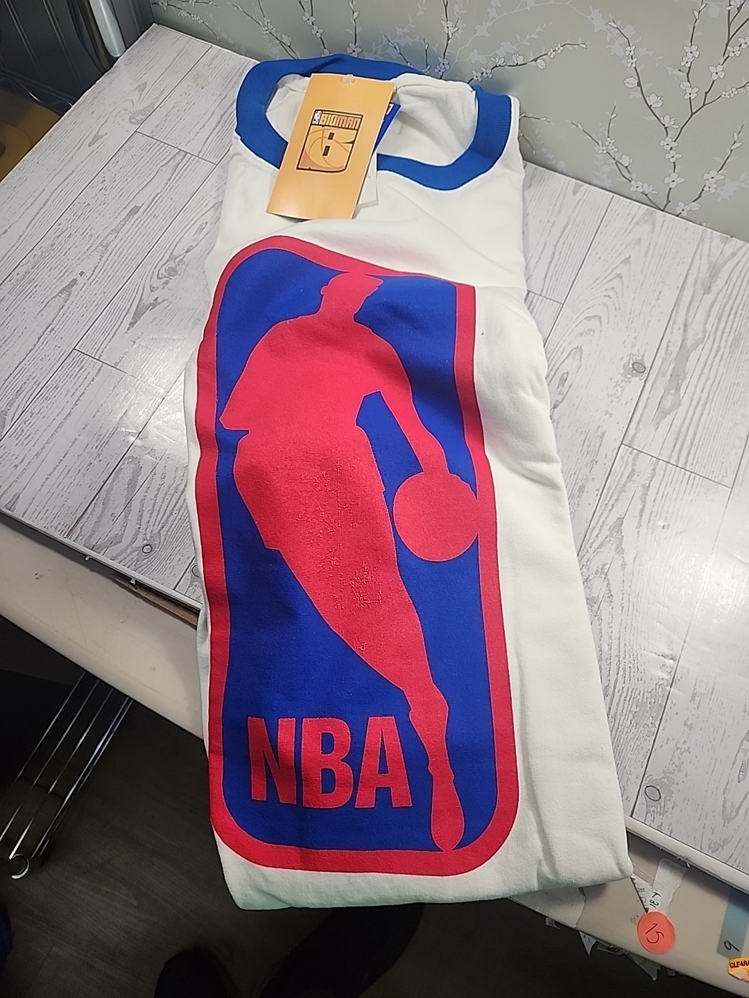 Vtg 1996 NBA BIGMAN Ringer T-Shirt NEW NOS Big & Tall Size 4XLT NBA Logo Read Vtg 1996 NBA BIGMAN Ringer T-Shirt NEW NOS Big & Tall Size 4XLT NBA Logo Read