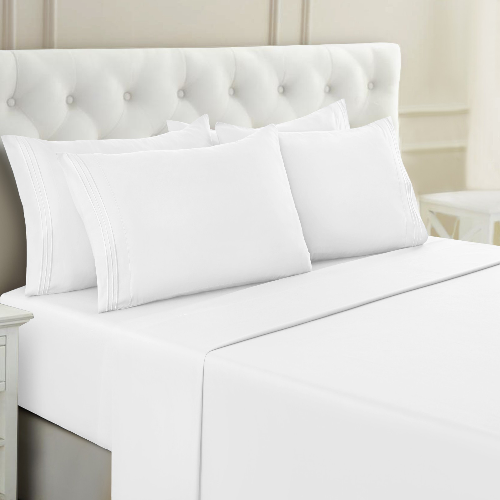 1800 Series 6-Piece Bed Sheet Set Soft Deep Pocket Twin King Queen Full Sheets