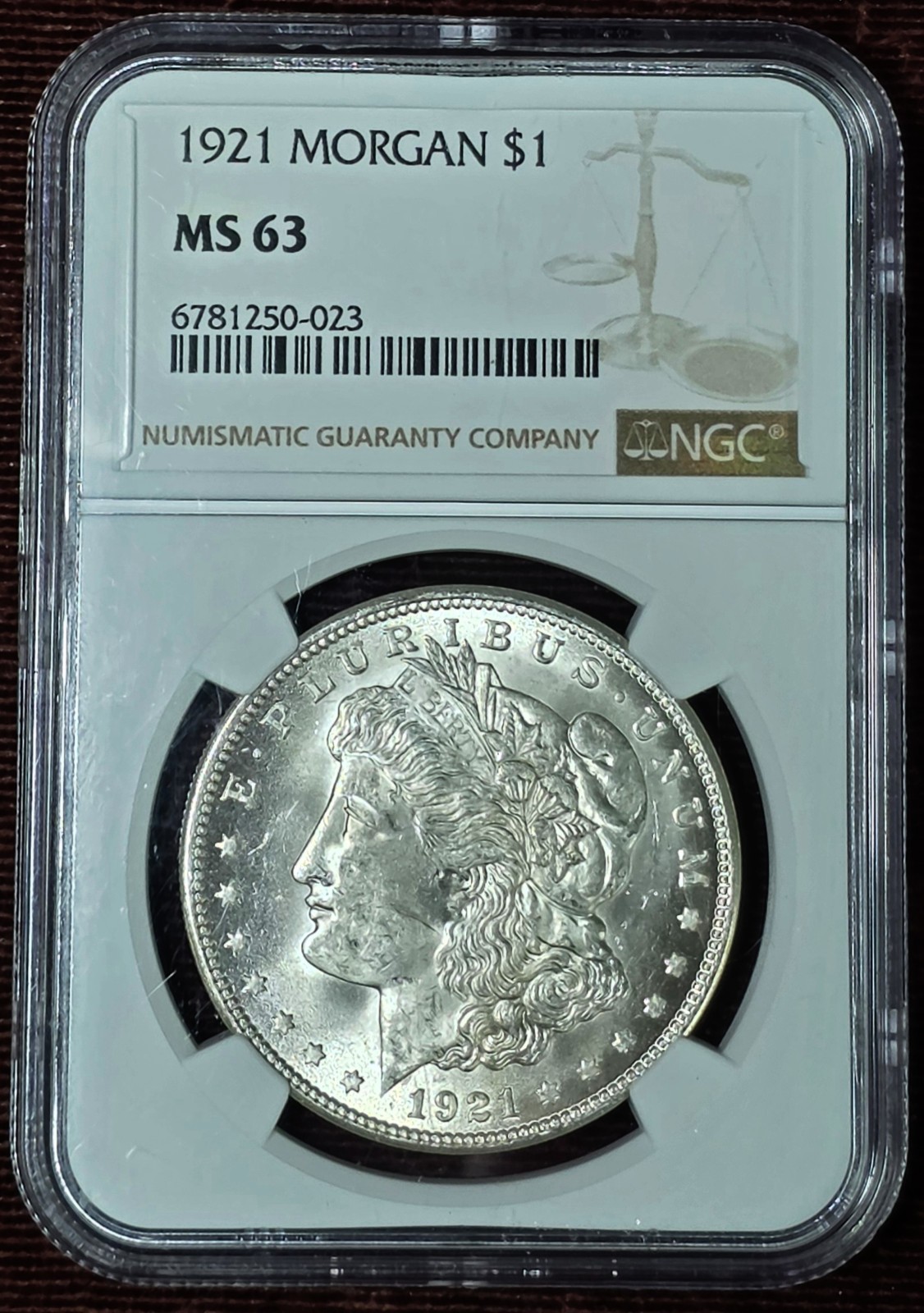 1921-P Morgan Silver Dollar NGC MS63 90% Silver $1 US Coin UNC Blast White