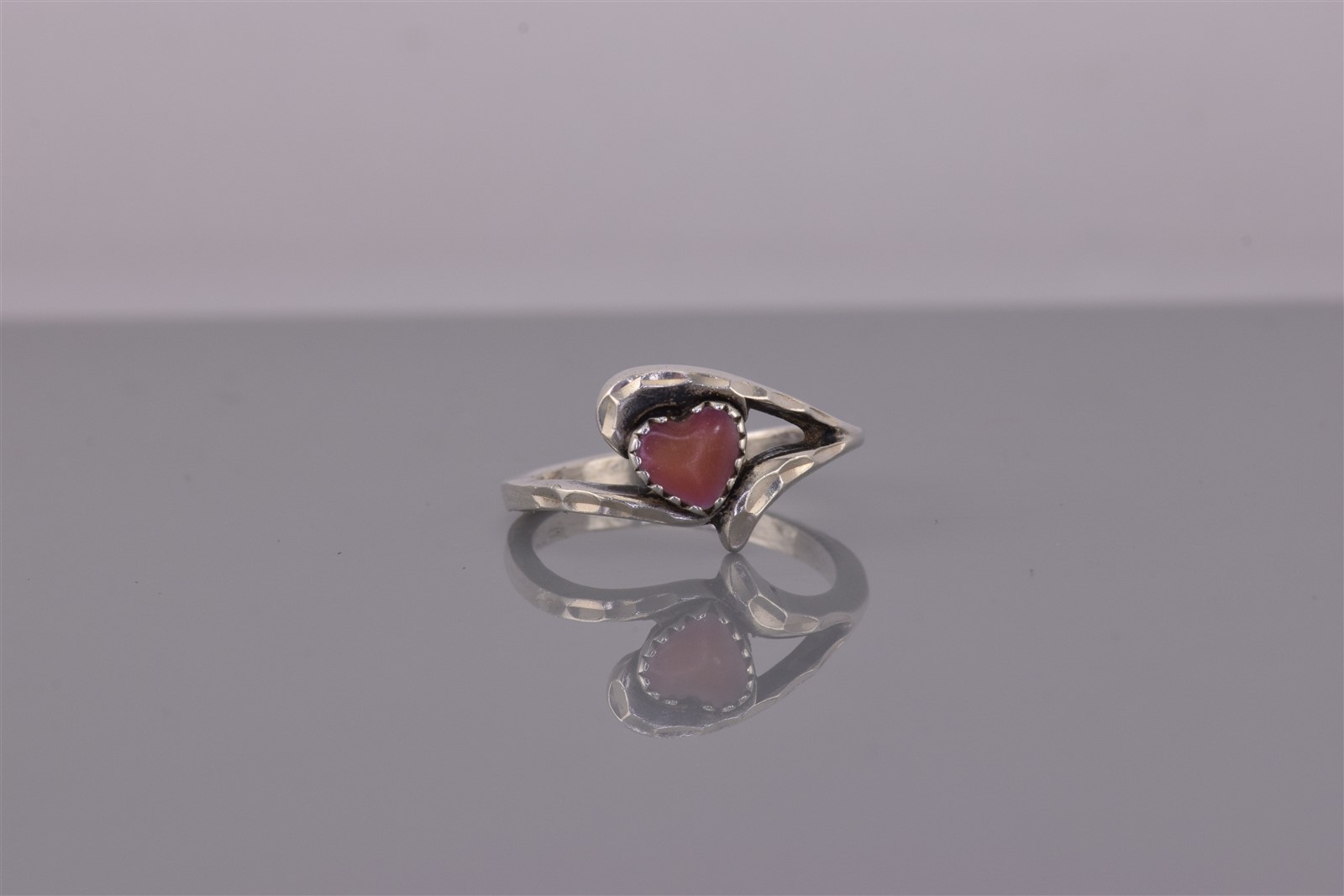 Vintage Wheeler Sterling Silver Pink Satin Heart Bypass Band Ring 925 Sz: 6