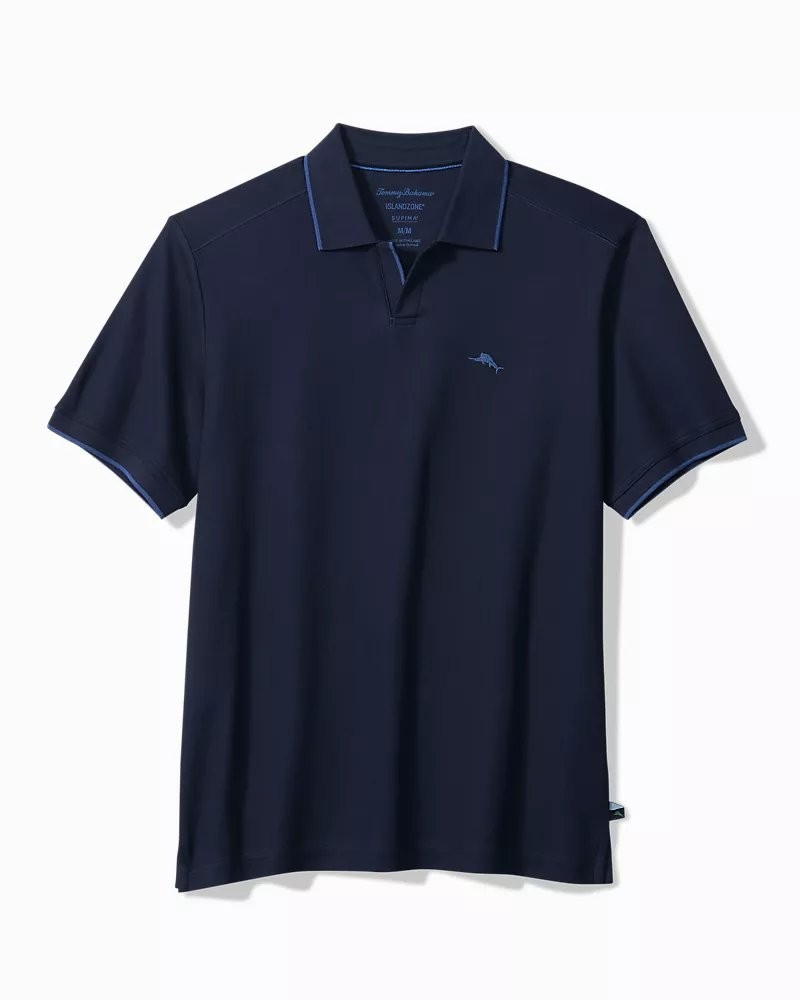 Tommy Bahama Men's Emfielder Johnny Collar IslandZone Polo, Blue Note