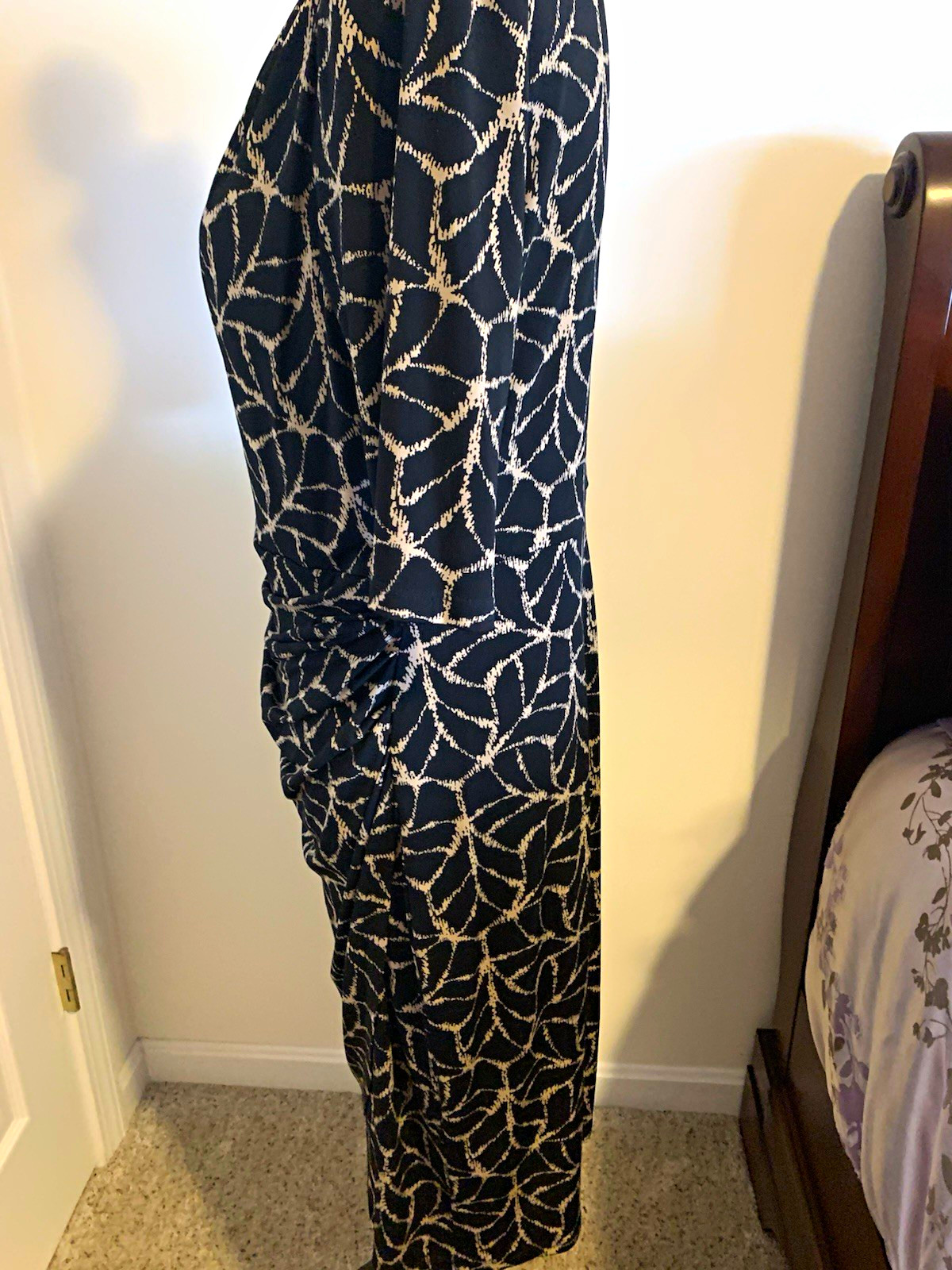CONNECTED APPAREL BLACK/BEIGE GEOMETRIC SHEATH DRESS 14 V-NECK 3/4 RUCHED CONNECTED APPAREL BLACK/BEIGE GEOMETRIC SHEATH DRESS 14 V-NECK 3/4 RUCHED