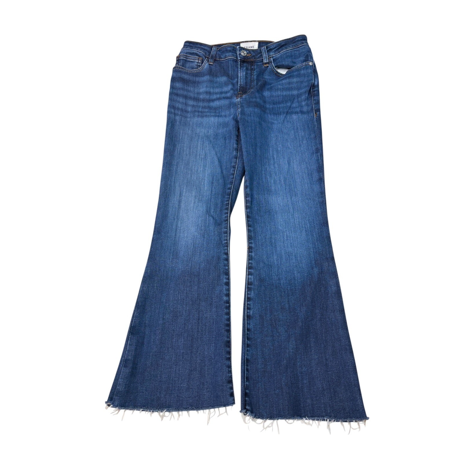 FRAME  FRAME Le Crop Mini Boot Jeans Raw Hem Blue Denim Womens Size 27X26