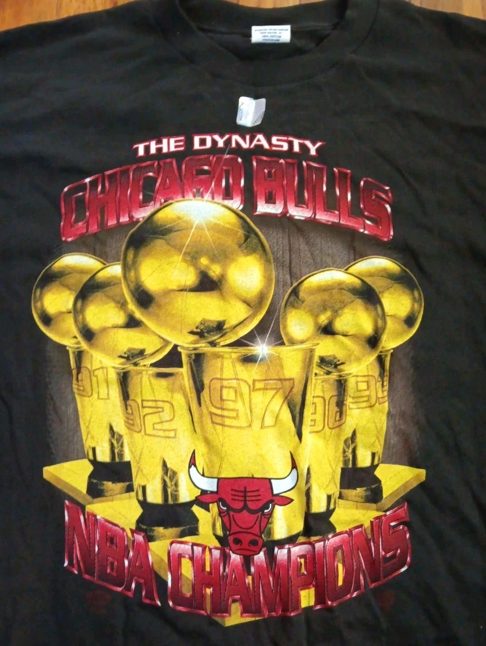Vtg Chicago Bulls 1997 NBA Champions Locker Room T Shirt XL Starter Jordan NWOT