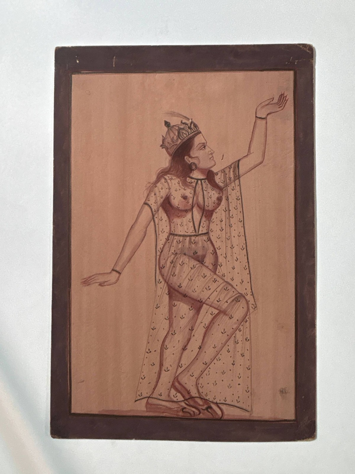Vintage Indian Miniature Painting Royal Female Dancer Princess Folk Art on Board