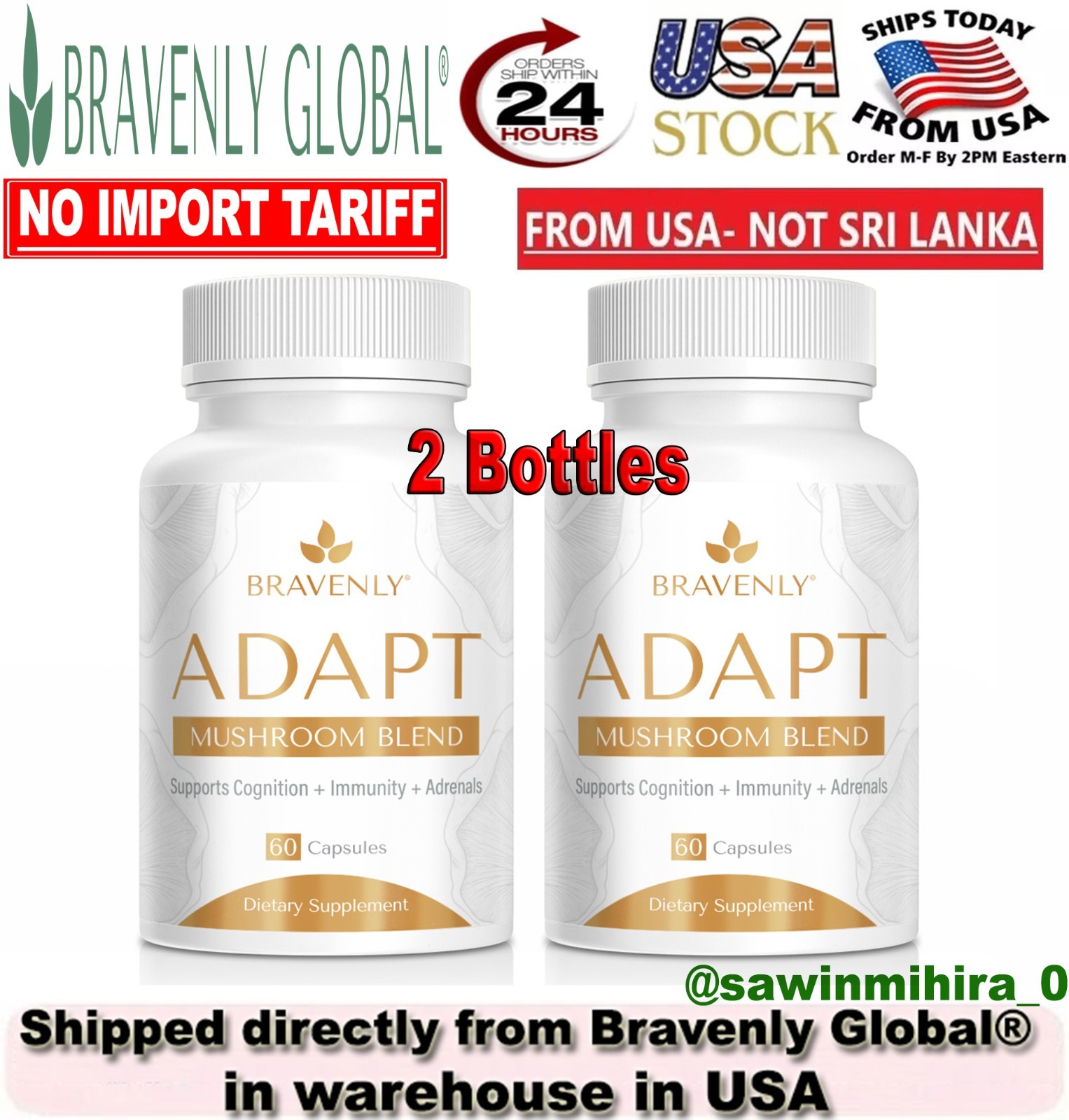 2 BOTTLES Bravenly Global Adapt 120 capsules TOTAL - AUTHENTIC - NEW/SEALED🔥🔥