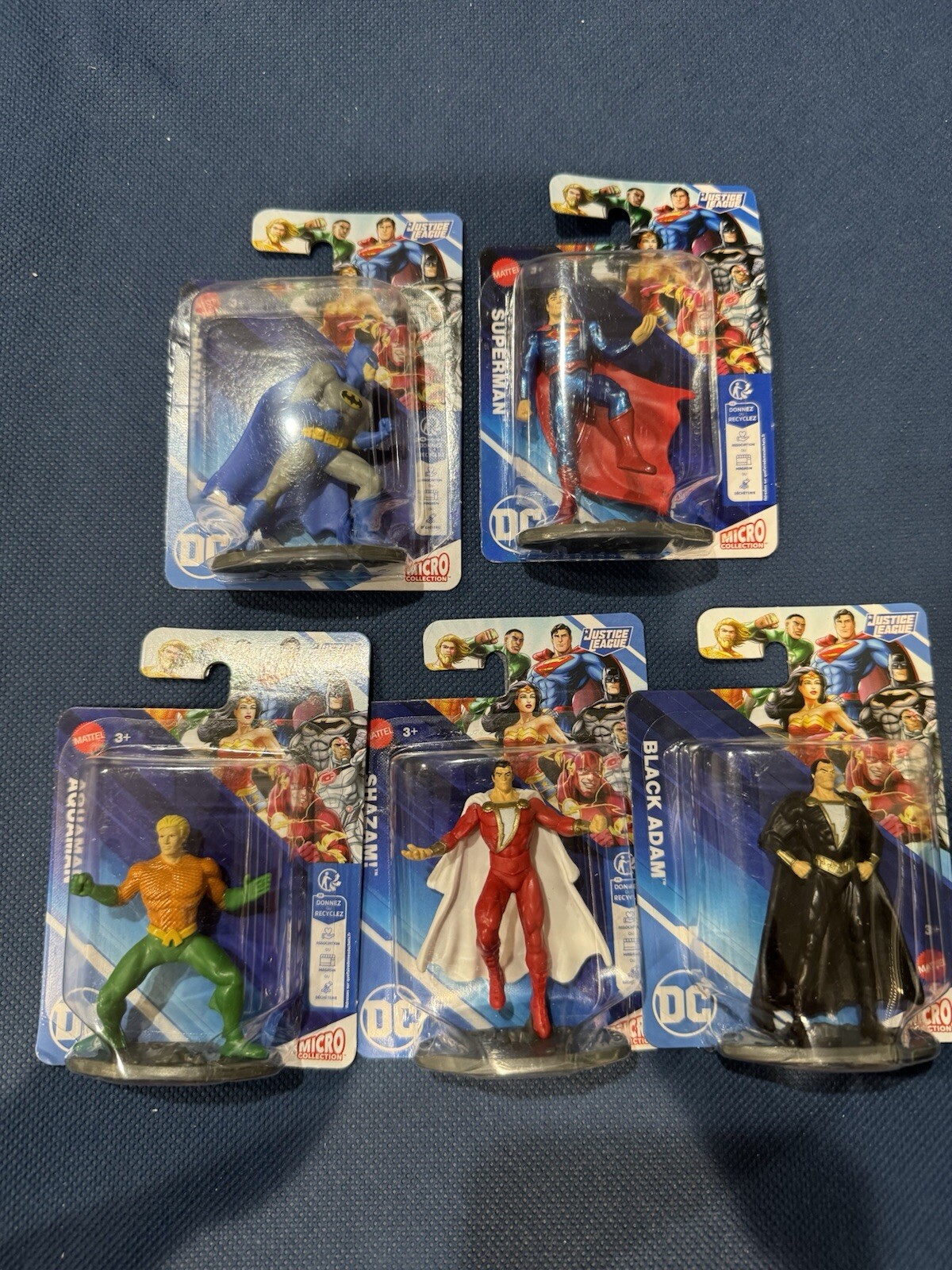 Matel DC Justice League Shazam Black Adam AquaMan Superman & Batman Micro Figure