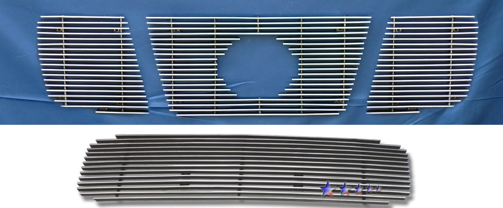 for 04-07 2004-2007 Nissan Titan Chrome Combo Solid Logo show Billet Grille