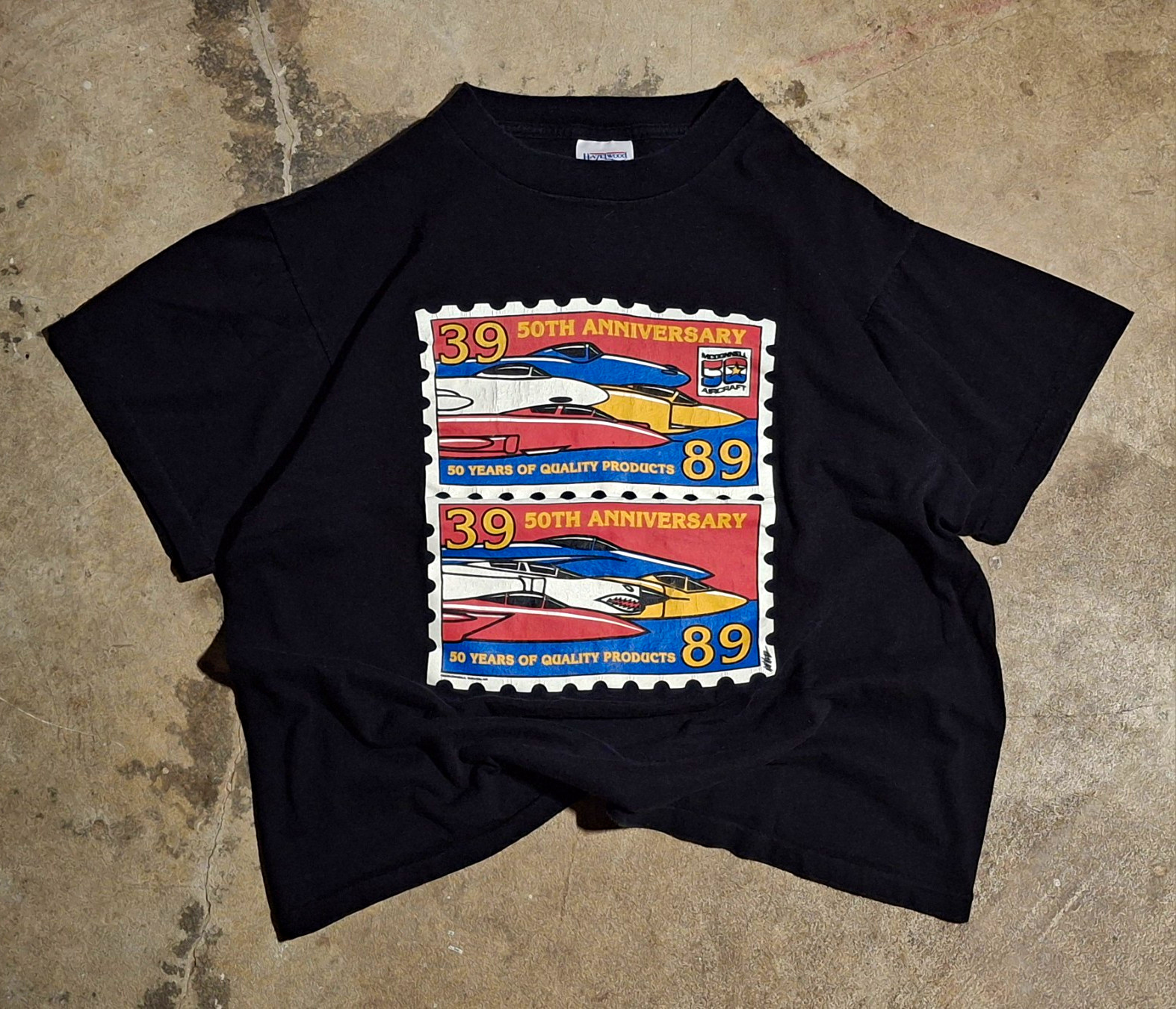 Vtg 1989 Hazelwood McDonnell Douglas 50th Anniversary Men\'s M Tee Made In USA