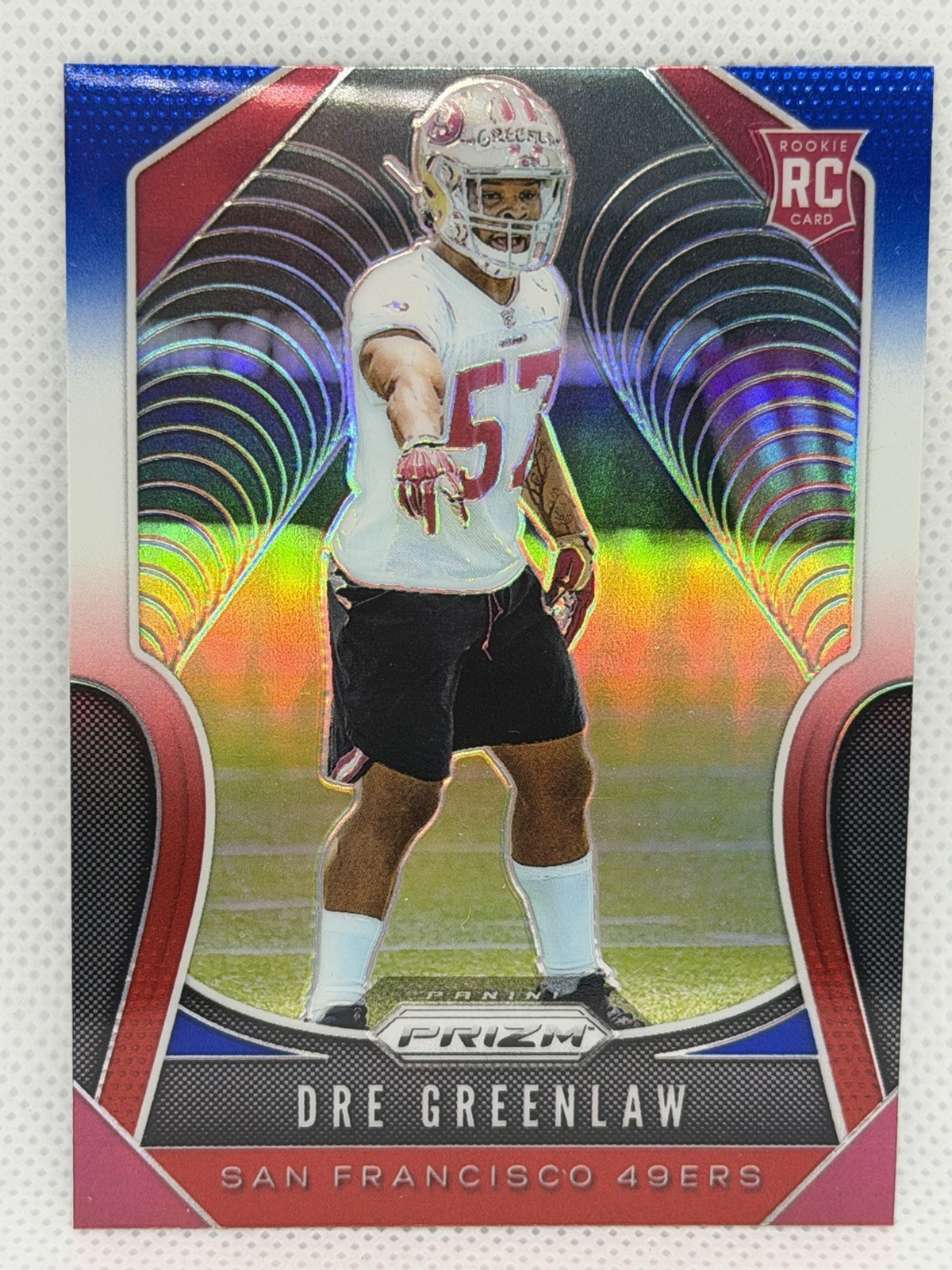 Dre Greenlaw 2019 Panini Prizm #384 Rookie Red White & Blue San Francisco 49ERS