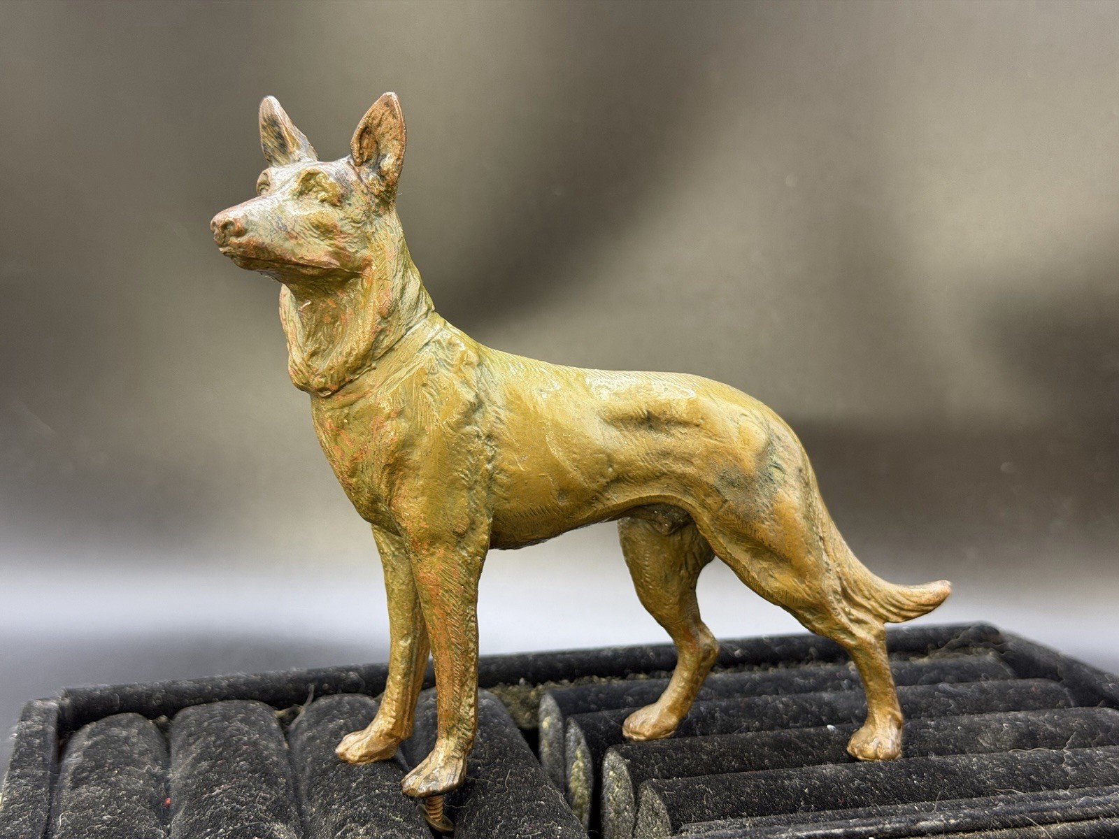 Vintage Bronze GERMAN SHEPHERD Dog Trophy Statue