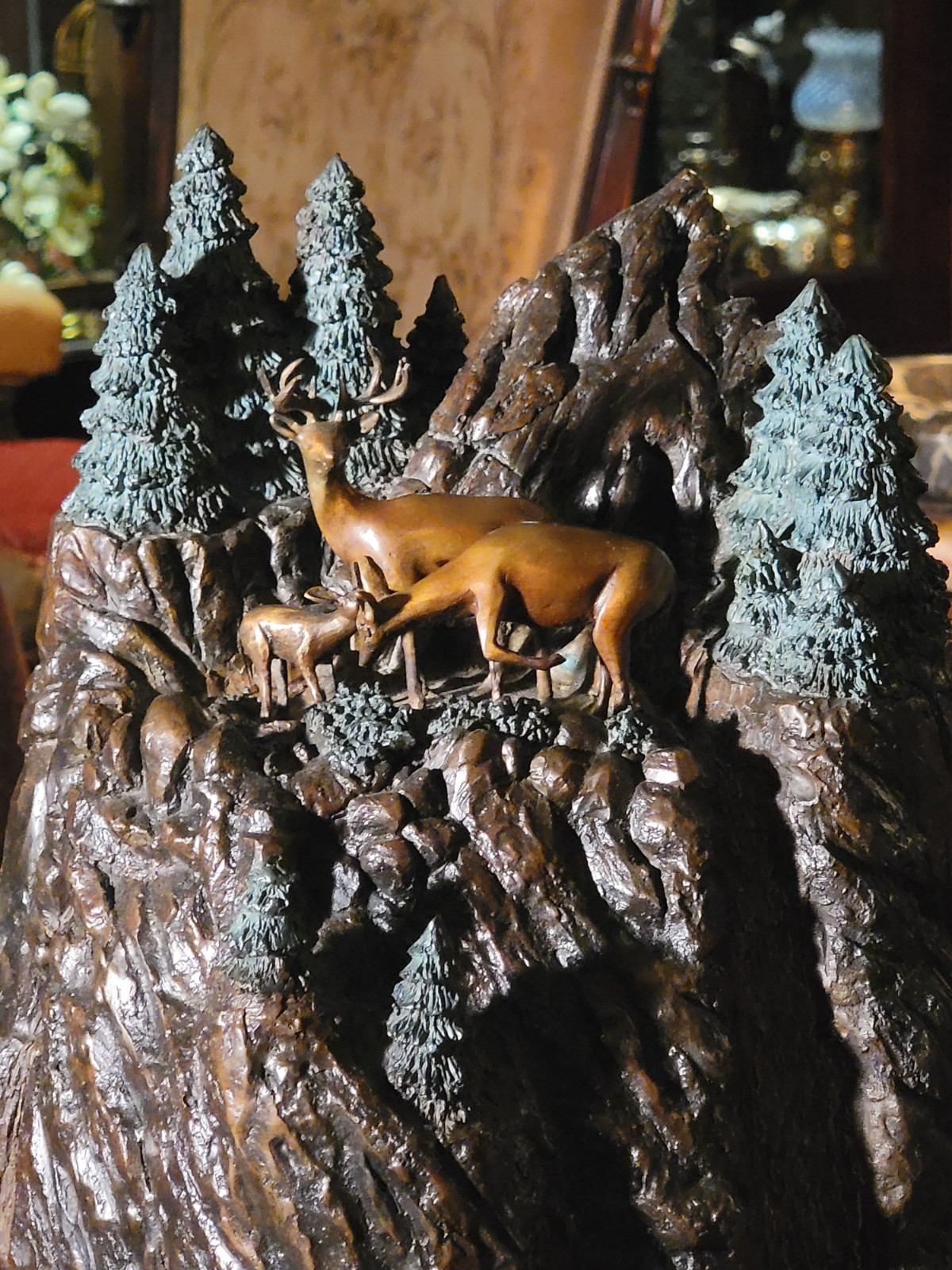 1994 Bronze Sculpture Mountain Deer by Daniel Parker 11.5\