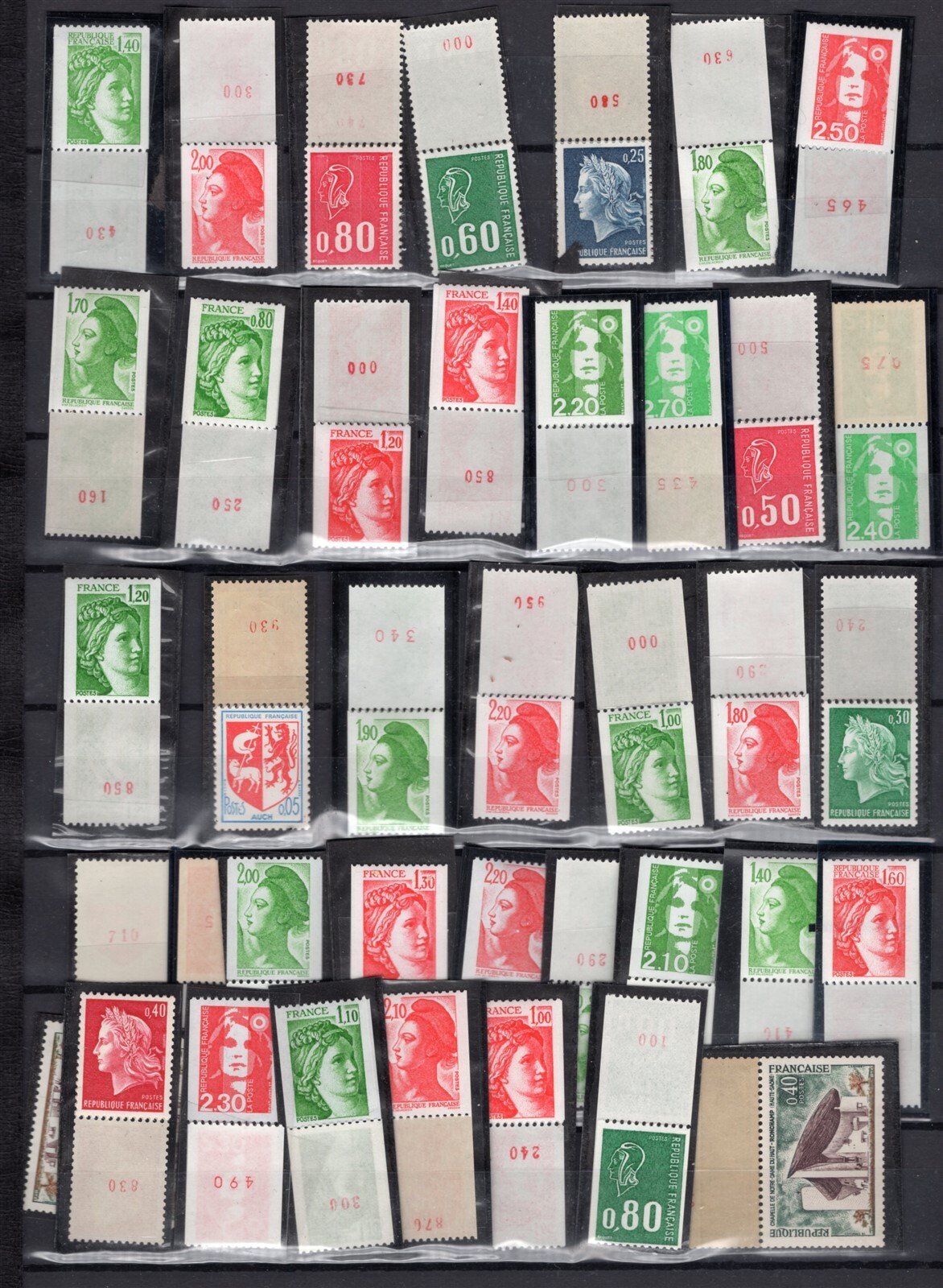France 1955-1967 Collection of 40 Plate Plate Number Coils all NH
