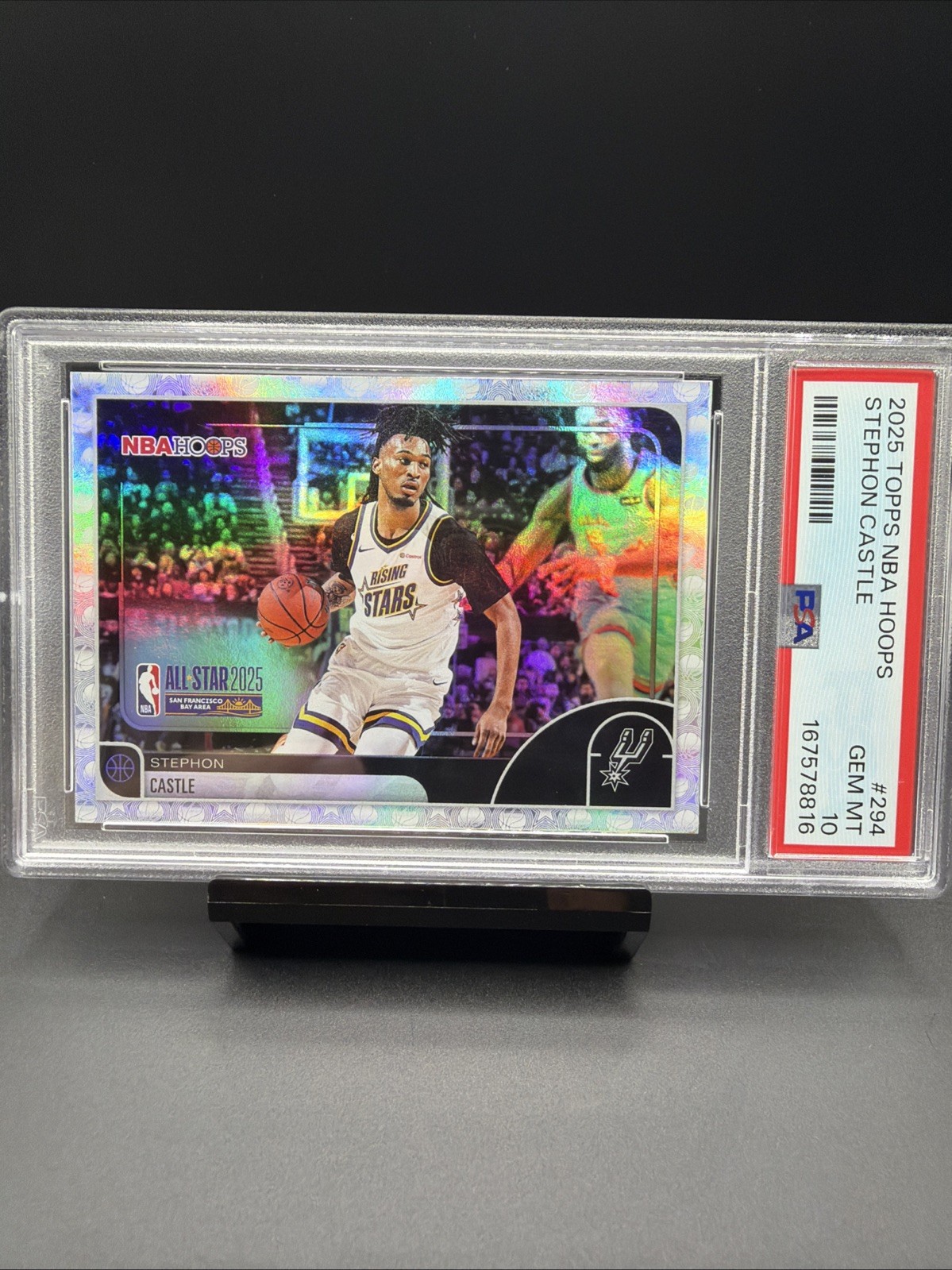 2025-26 Topps NBA Hoops All-Star 2025 STEPHON CASTLE #294 RC Spurs PSA-10 Pop 2 2025-26 Topps NBA Hoops All-Star 2025 STEPHON CASTLE #294 RC Spurs PSA-10 Pop 2