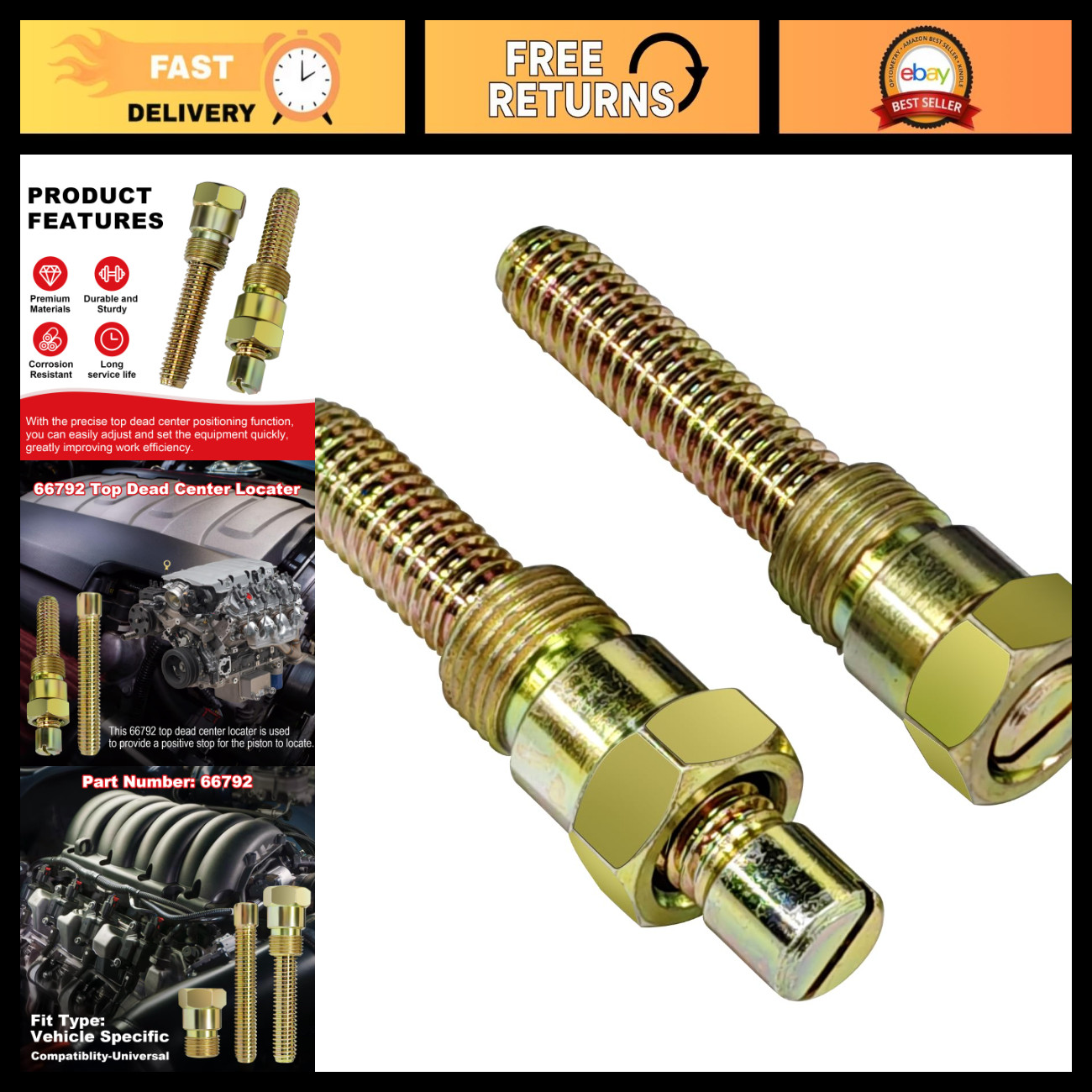 2 Pack Top Dead Center Locator Piston Stop Tool for Engine Timing & Alignment