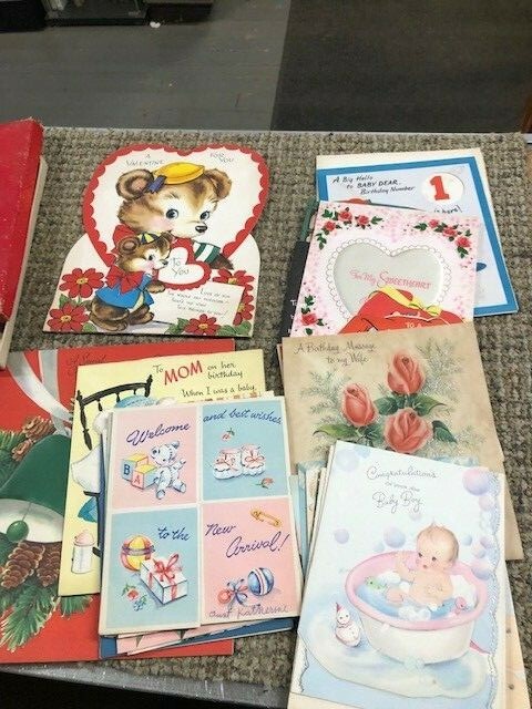 VINTAGE 1940's-50's Mixed Used Lot of 26 GREETING CARDS