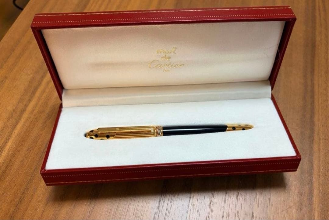 Vintage Trinity Panthere de Cartier Black Lacquer Ballpoint Pen with BOX