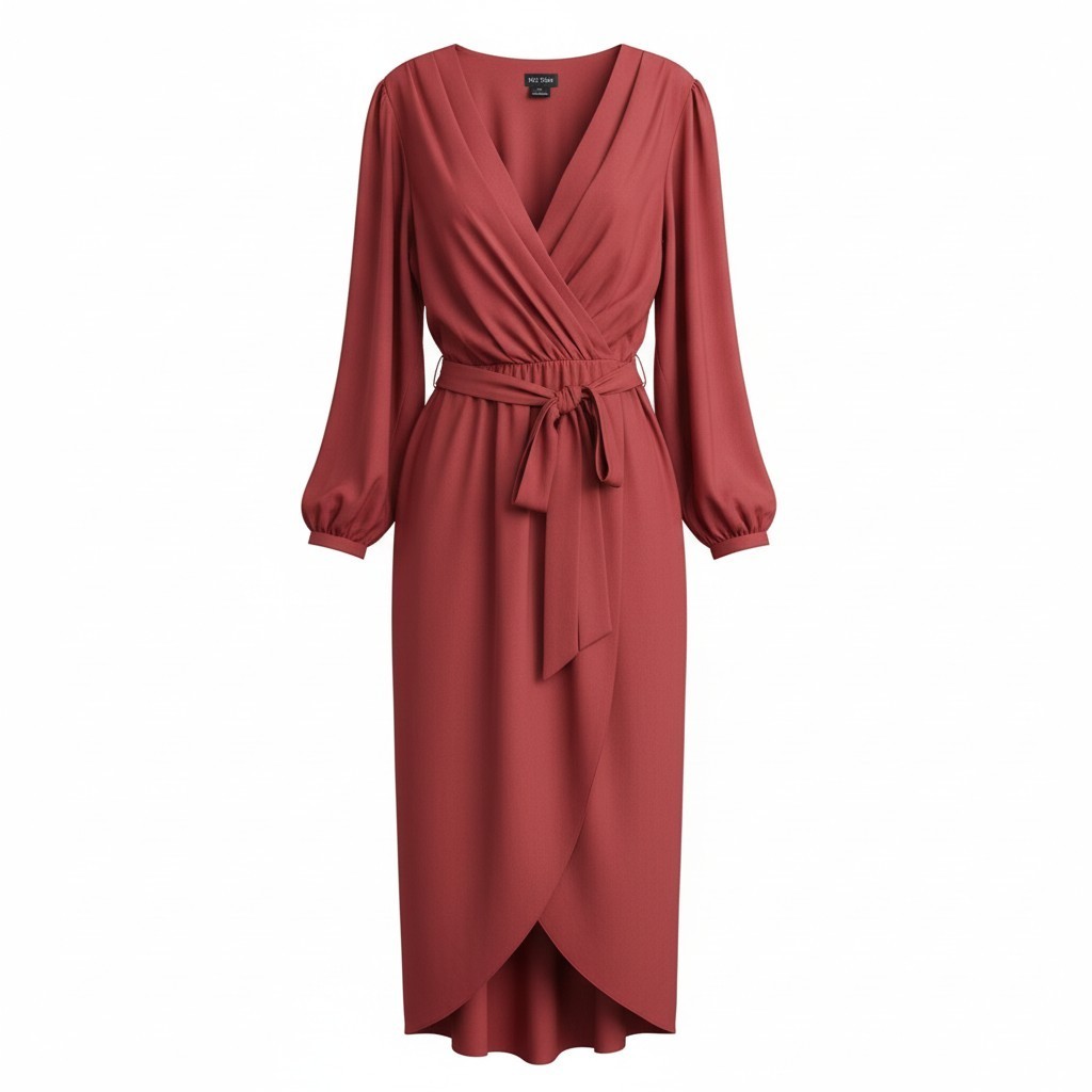 City Chic Dress Opulent Size M Magenta Long Sleeve Silky Pencil Dress